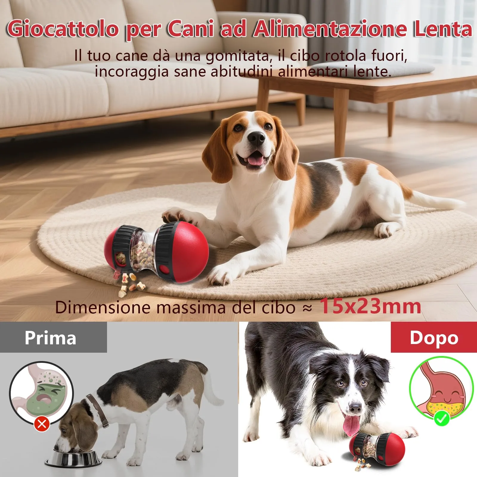 Dufuso Gioco di Intelligenza e Mangiatoia Lenta per Cani, Rouge - immagine 4