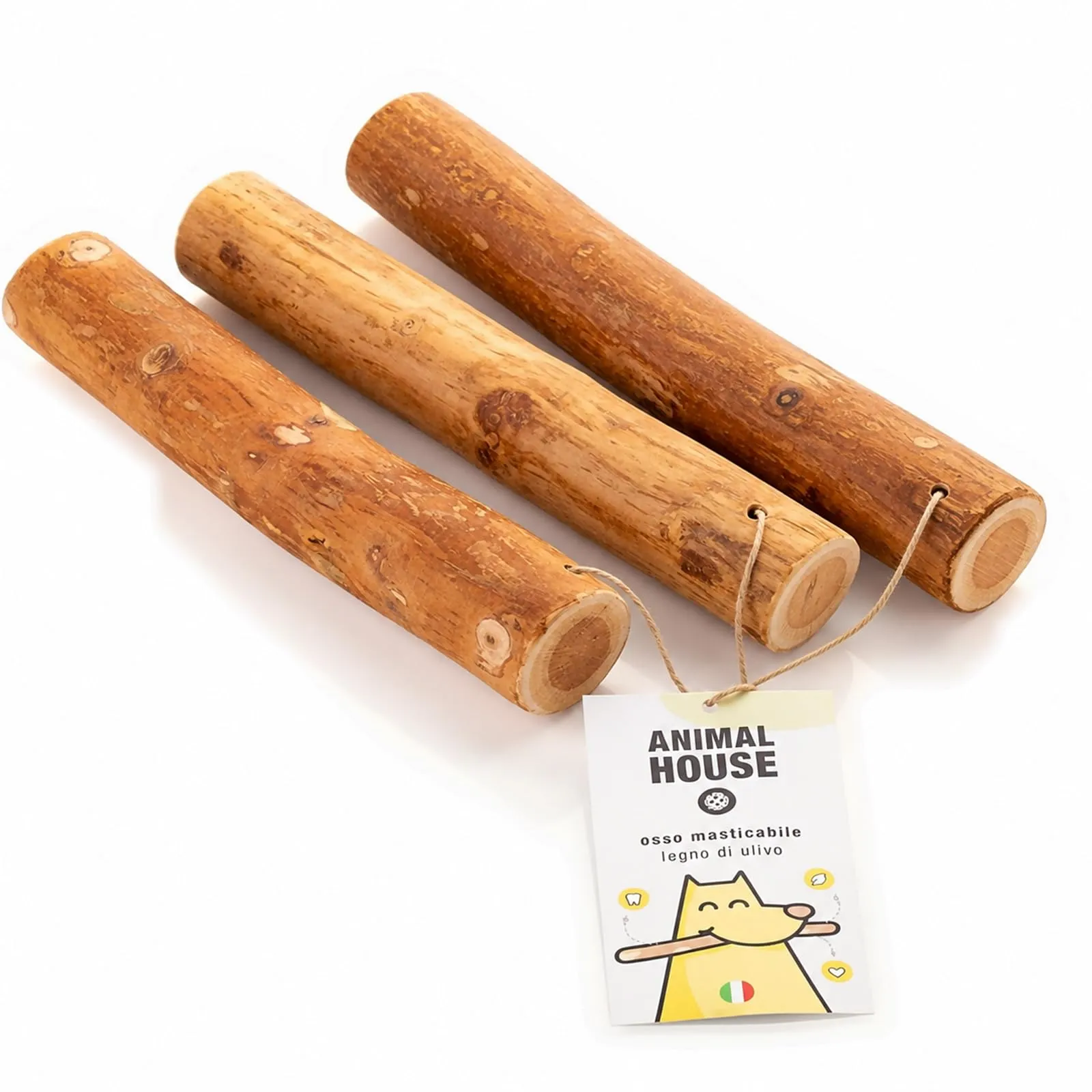 Animal House Set di 3 Legni d’Ulivo per Cani, 10-12 cm, XS - immagine 1