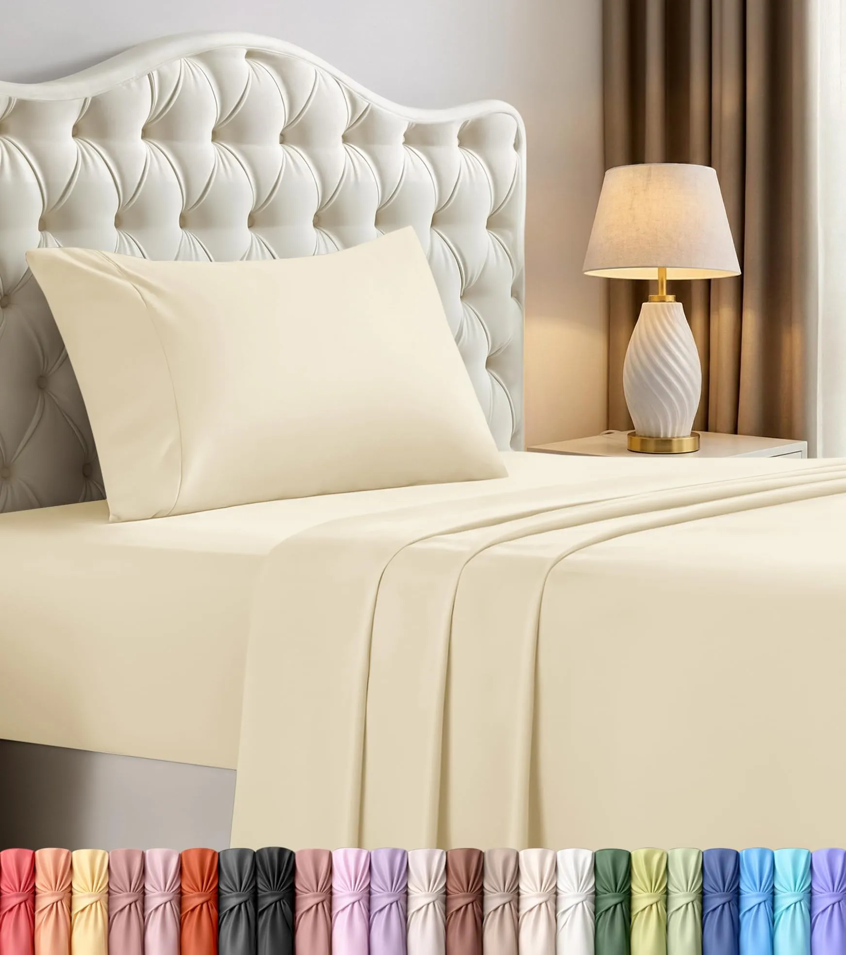 Utopia Bedding Set di lenzuola per letto singolo, 3 pezzi, Avorio, USA Twin - immagine 1