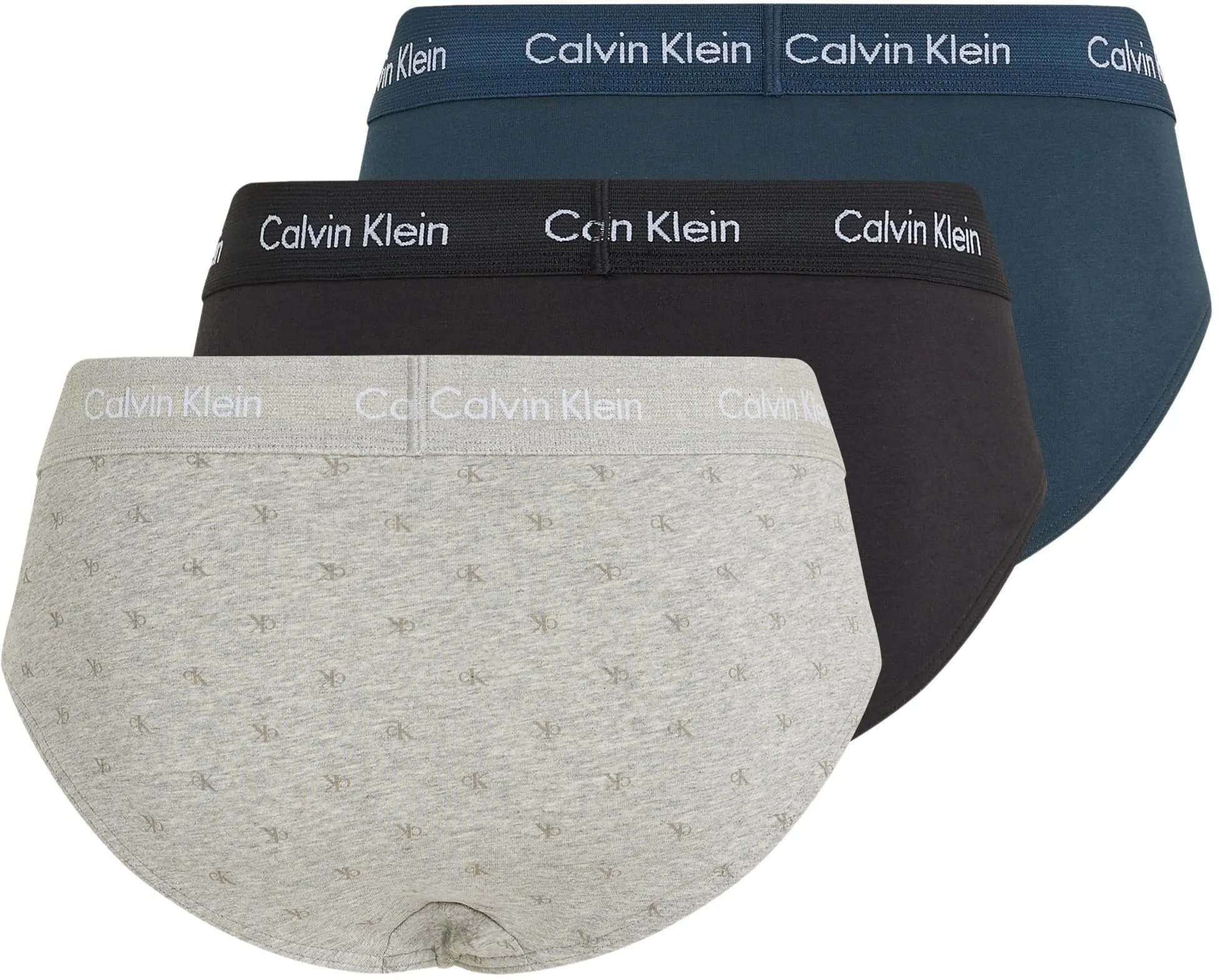 Calvin Klein Uomo Slip Hipster, Set da 3, Multicolore (Blk, Diamond Logo_Gr Heath, N Stone), S - immagine 8