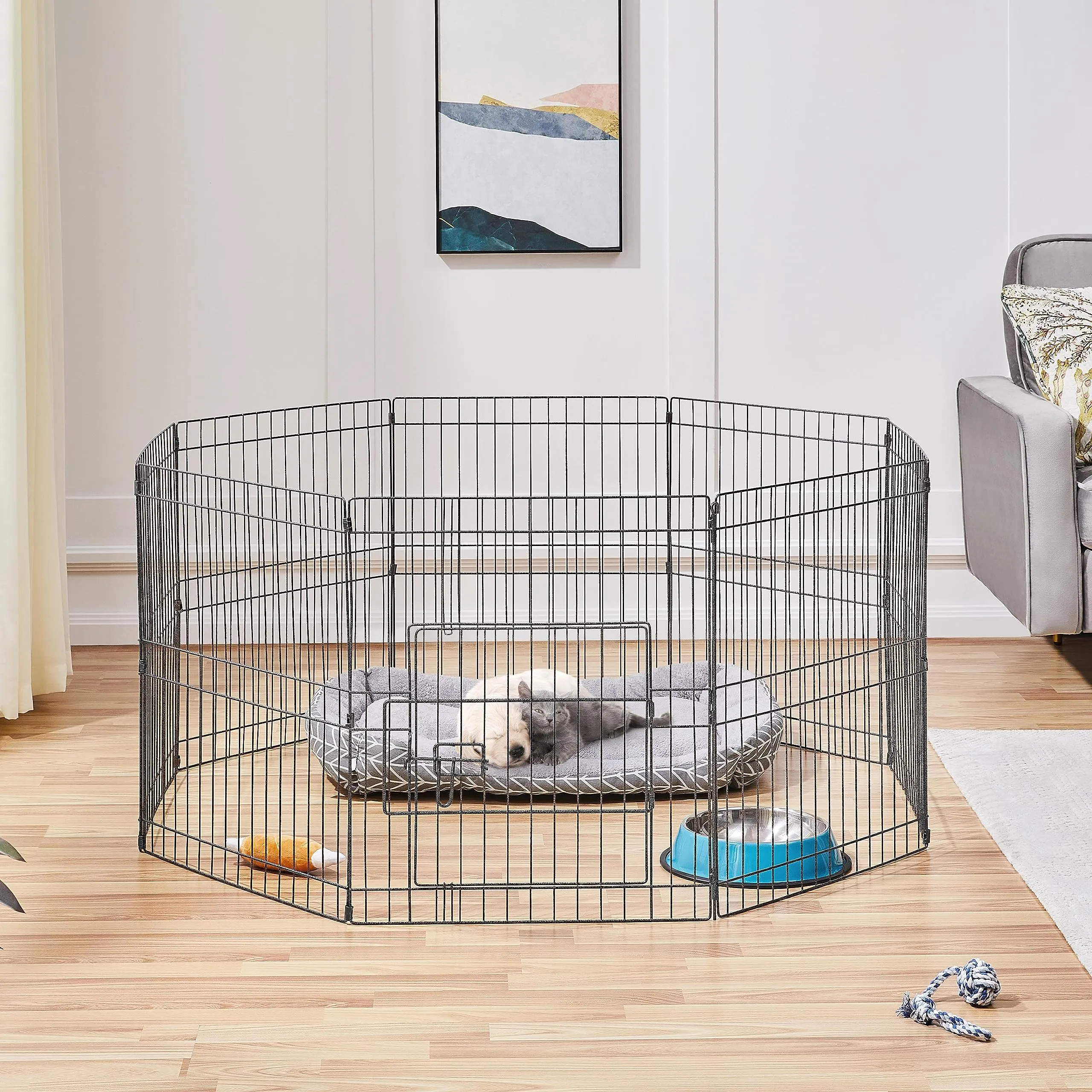 Yaheetech Recinto per Cani in Metallo Interno Esterno, 8 Pezzi, 52x61 cm, Nero - immagine 2