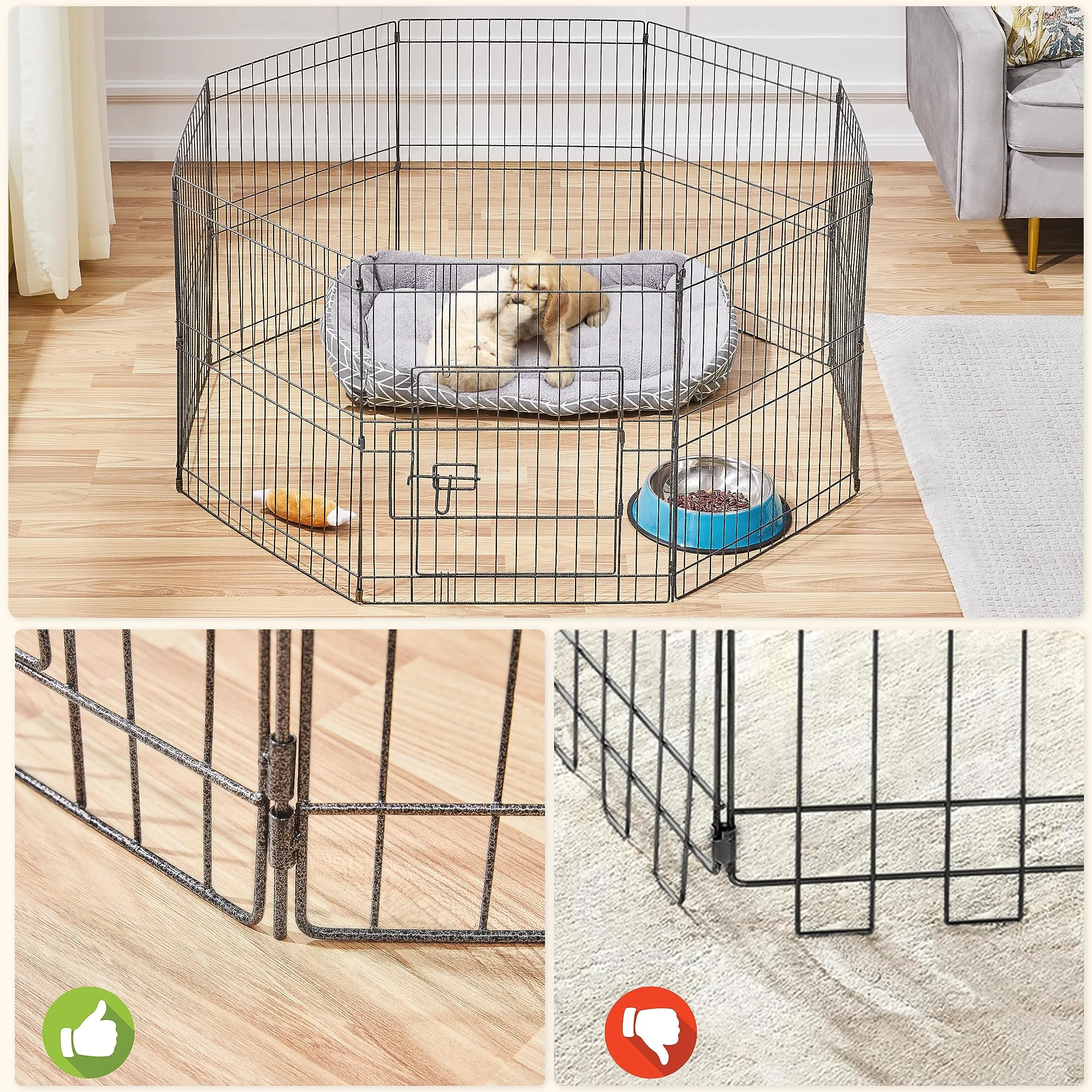 Yaheetech Recinto per Cani in Metallo Interno Esterno, 8 Pezzi, 52x61 cm, Nero - immagine 5