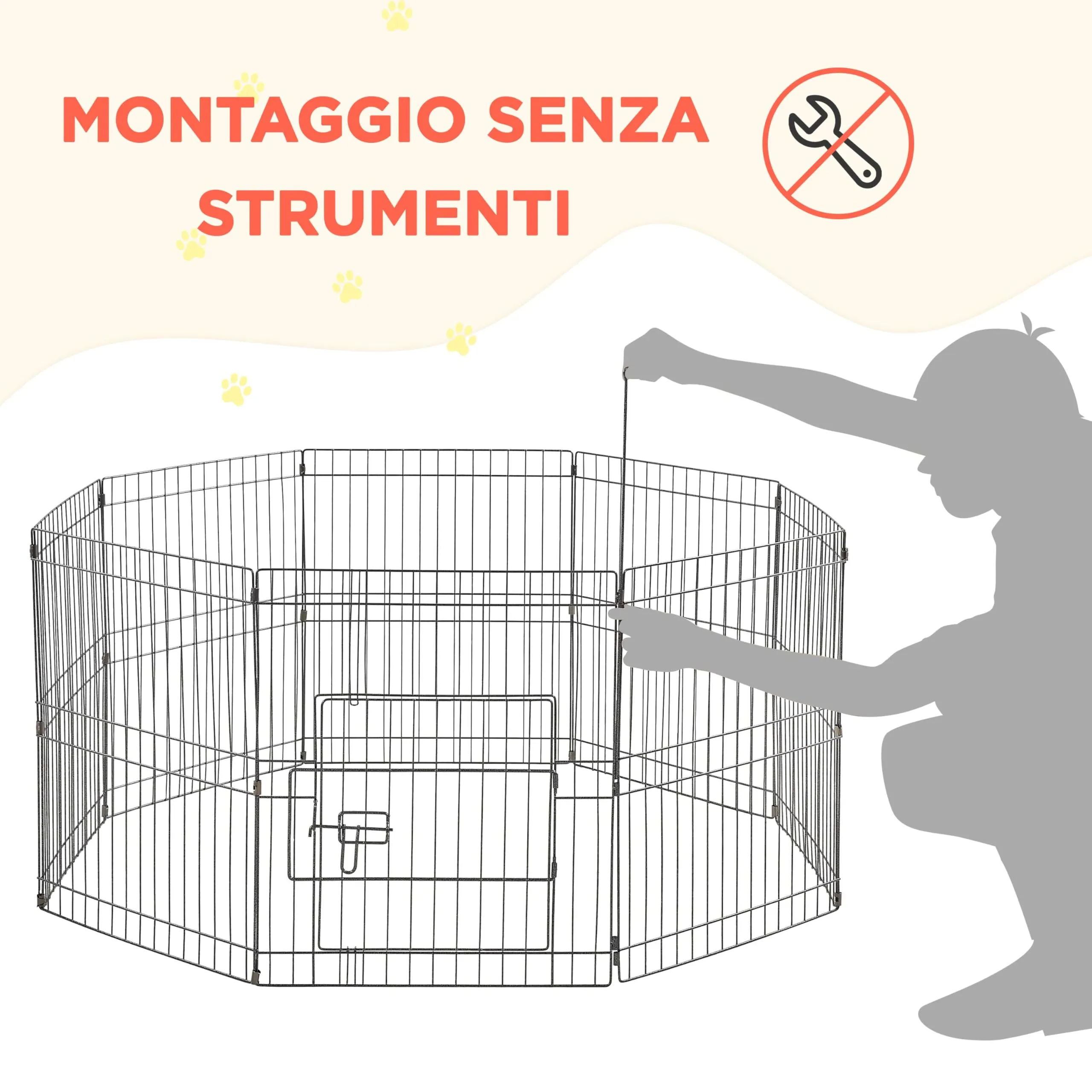 Yaheetech Recinto per Cani in Metallo Interno Esterno, 8 Pezzi, 52x61 cm, Nero - immagine 7