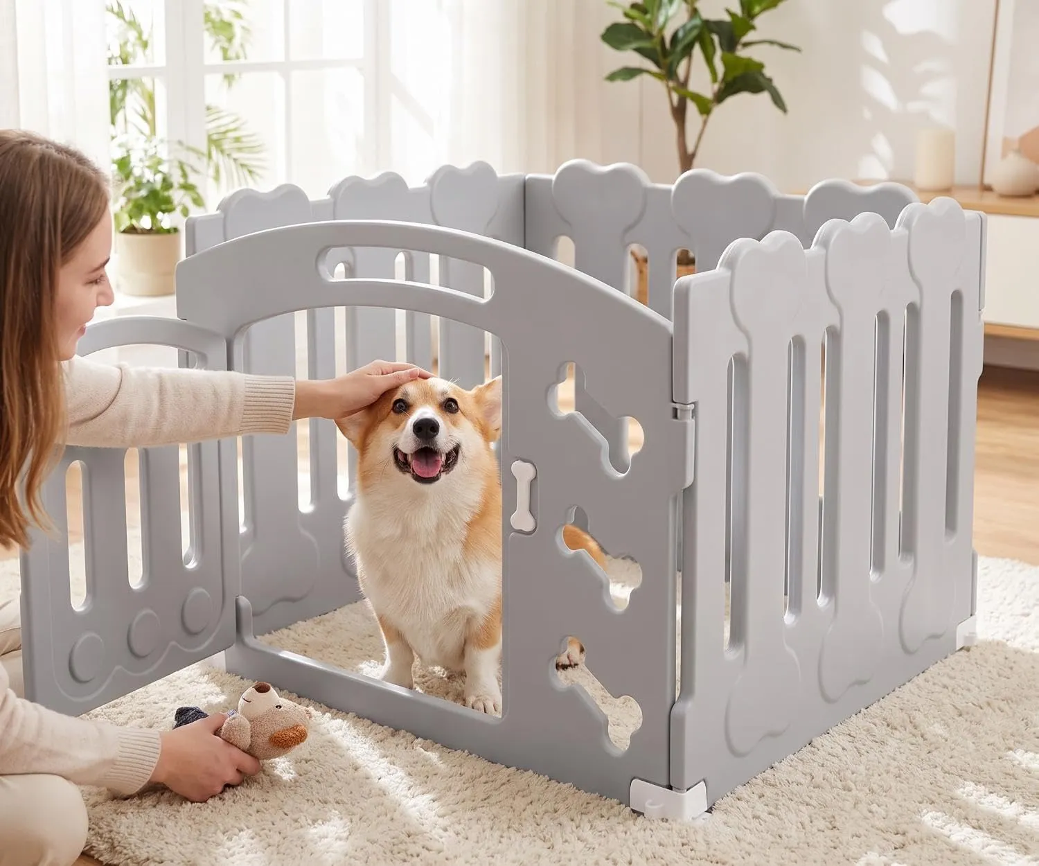 MAMIZO Recinto per Cani da Interno ed Esterno, 60cm, Box 3+1 Pannelli - immagine 3