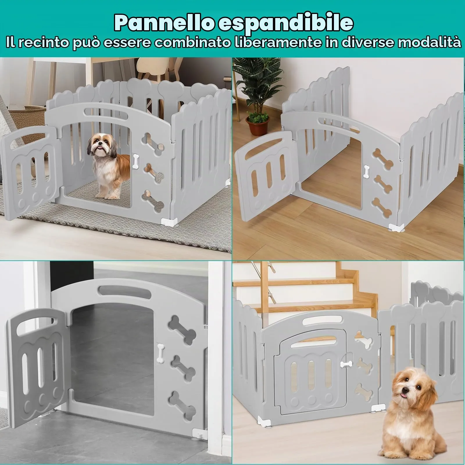 MAMIZO Recinto per Cani da Interno ed Esterno, 60cm, Box 3+1 Pannelli - immagine 6