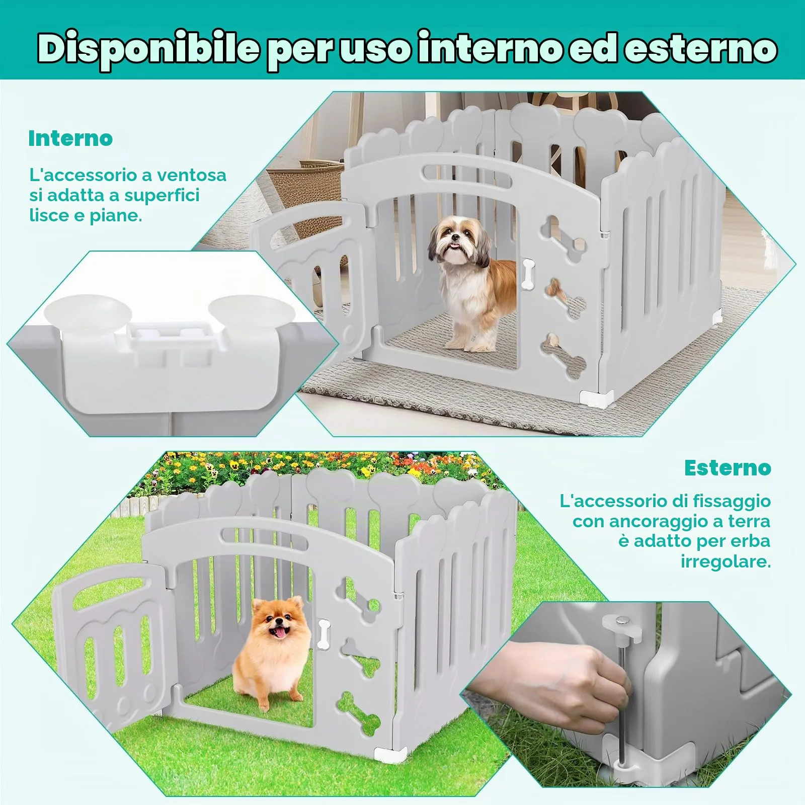 MAMIZO Recinto per Cani da Interno ed Esterno, 60cm, Box 3+1 Pannelli - immagine 8