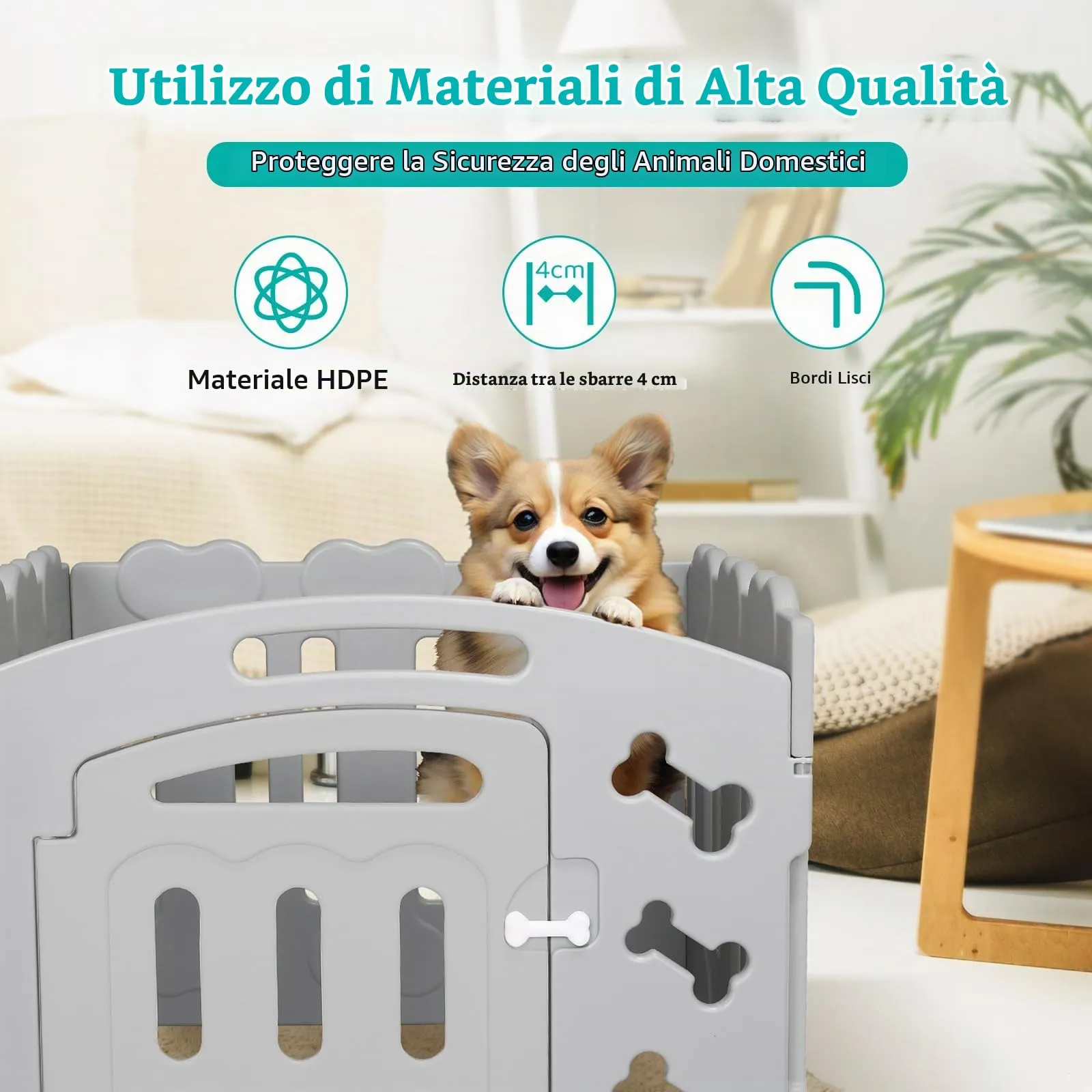 MAMIZO Recinto per Cani da Interno ed Esterno, 60cm, Box 3+1 Pannelli - immagine 9