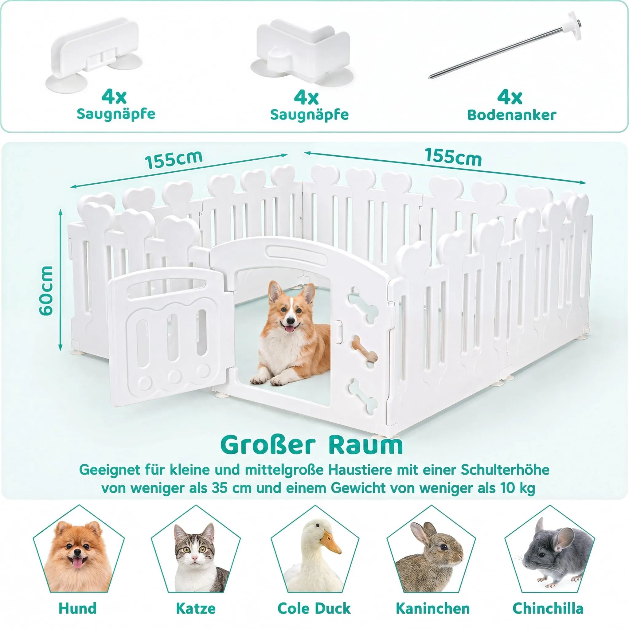 MAMIZO Recinto per Cani da Interno ed Esterno, 60cm, Box 8 Pannelli - immagine 3