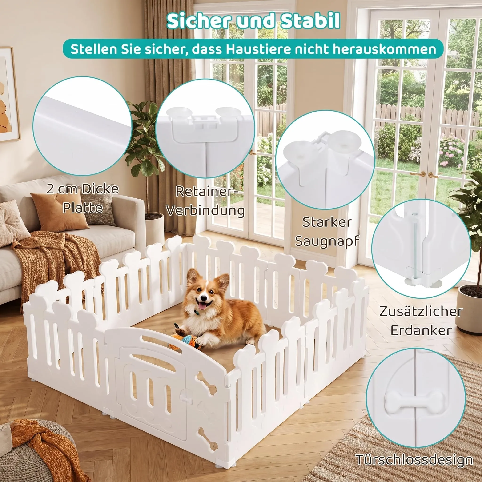 MAMIZO Recinto per Cani da Interno ed Esterno, 60cm, Box 8 Pannelli - immagine 5
