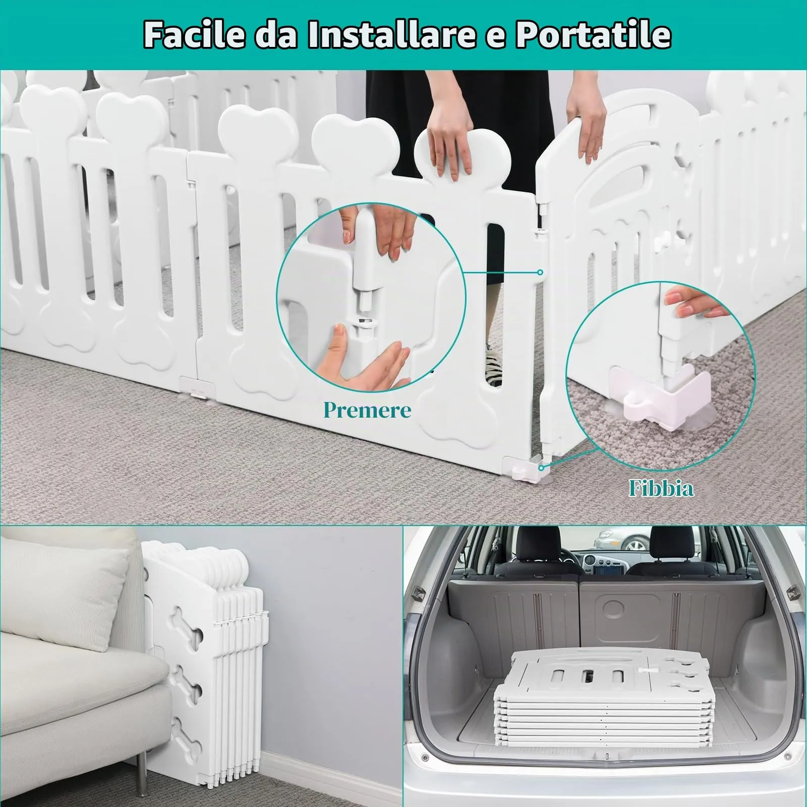 MAMIZO Recinto per Cani da Interno ed Esterno, 60cm, Box 8 Pannelli - immagine 7