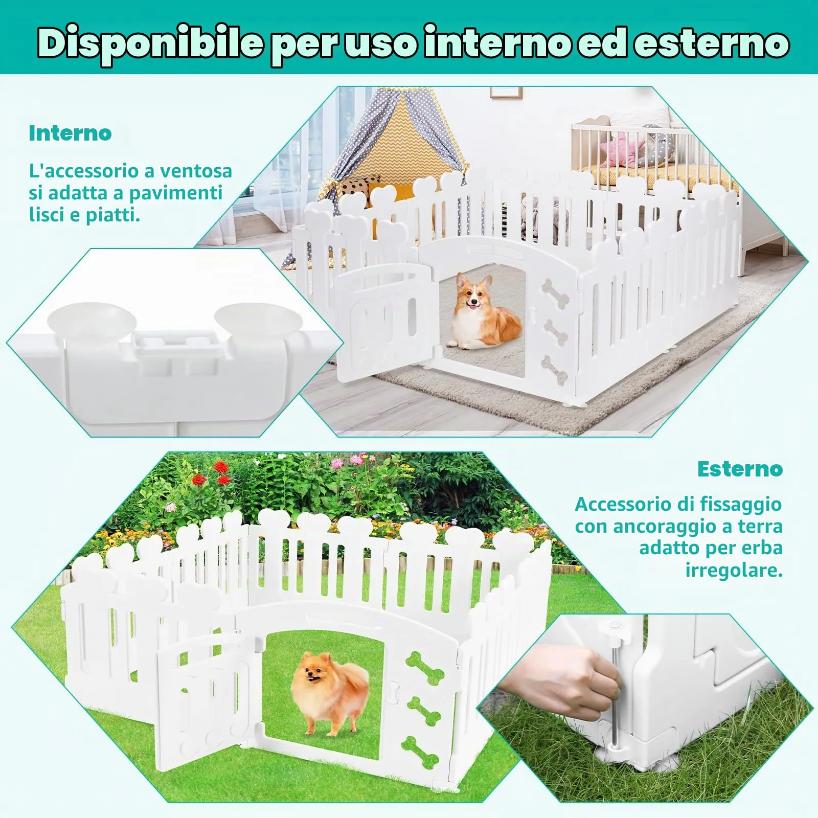 MAMIZO Recinto per Cani da Interno ed Esterno, 60cm, Box 8 Pannelli - immagine 8