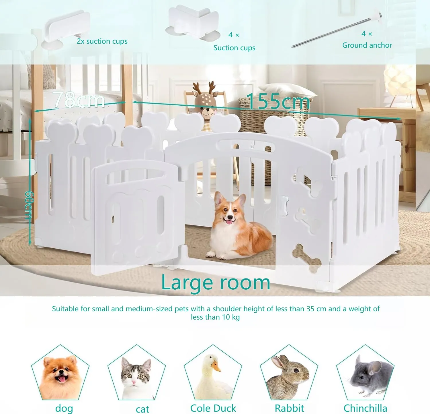 MAMIZO Recinto per Cani da Interno ed Esterno, 60cm, Box 5+1 Pannelli - immagine 2