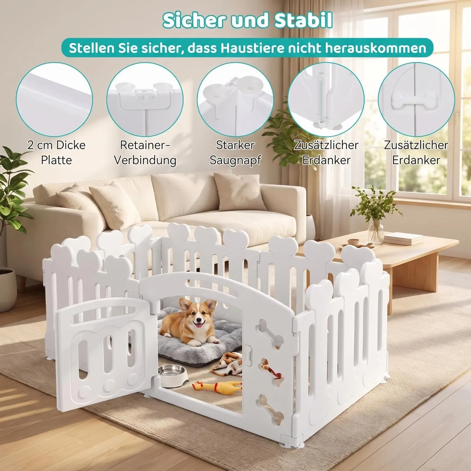 MAMIZO Recinto per Cani da Interno ed Esterno, 60cm, Box 5+1 Pannelli - immagine 4
