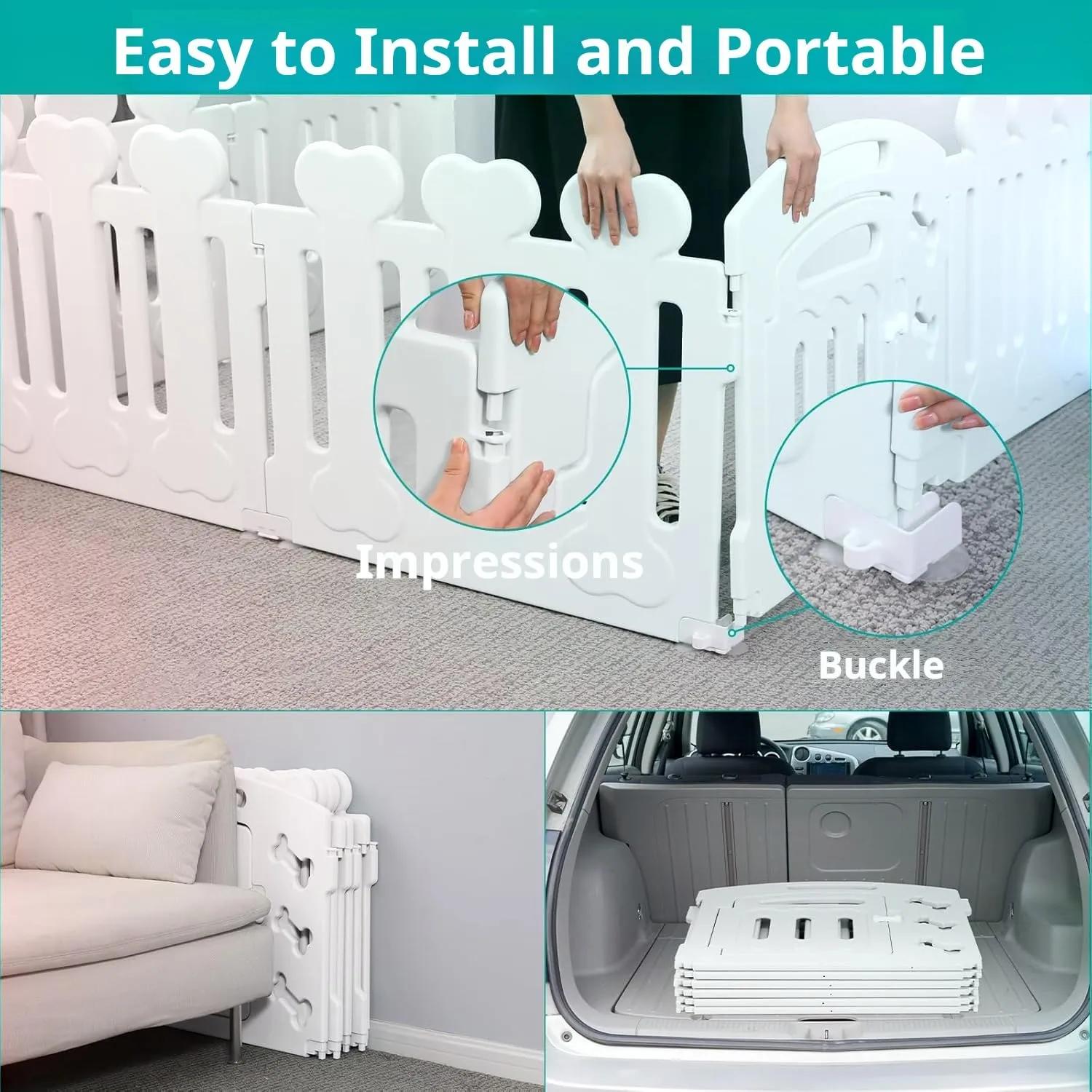 MAMIZO Recinto per Cani da Interno ed Esterno, 60cm, Box 5+1 Pannelli - immagine 7