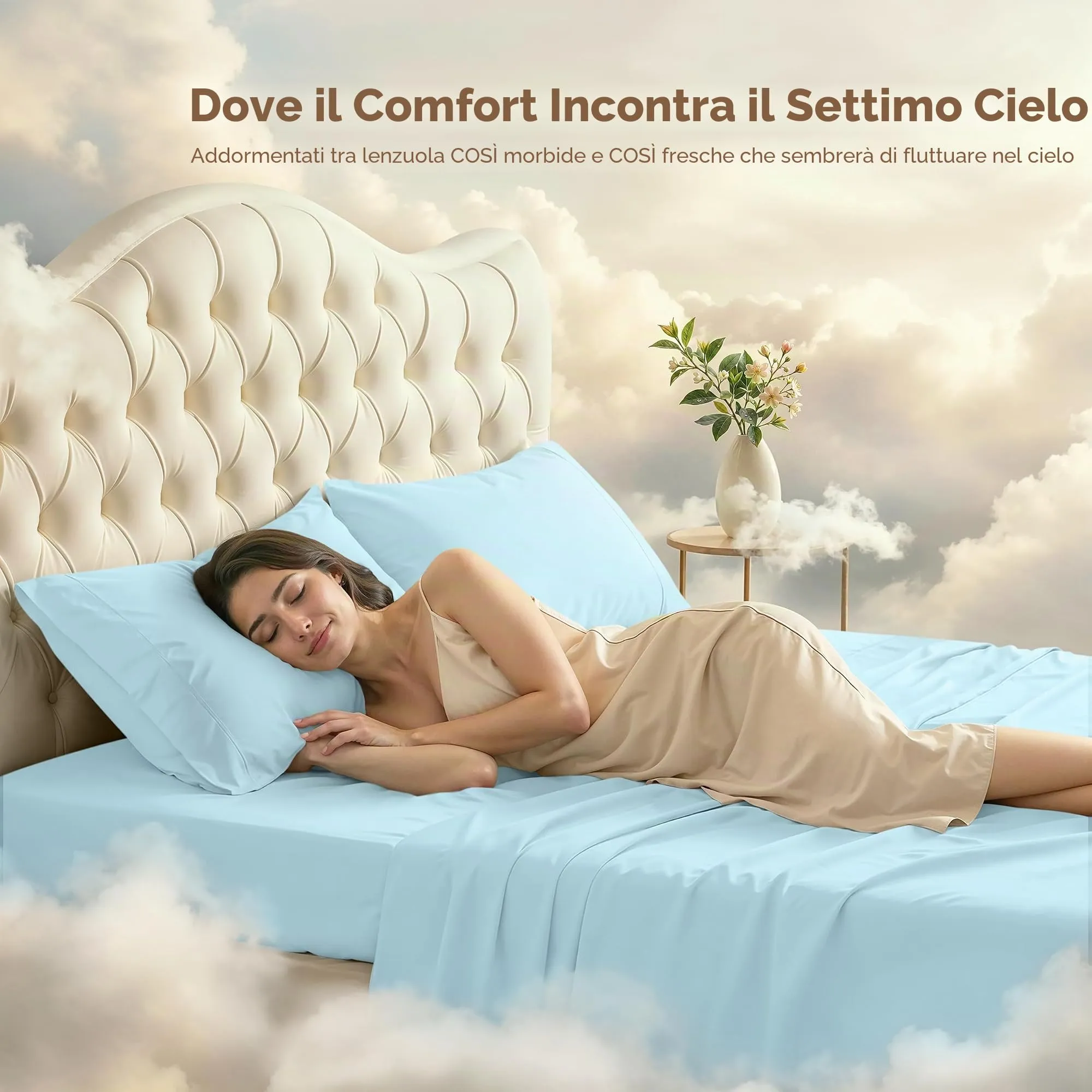 Utopia Bedding Set di lenzuola in microfibra, 4 pezzi, King size, Blu Ghiaccio - immagine 4