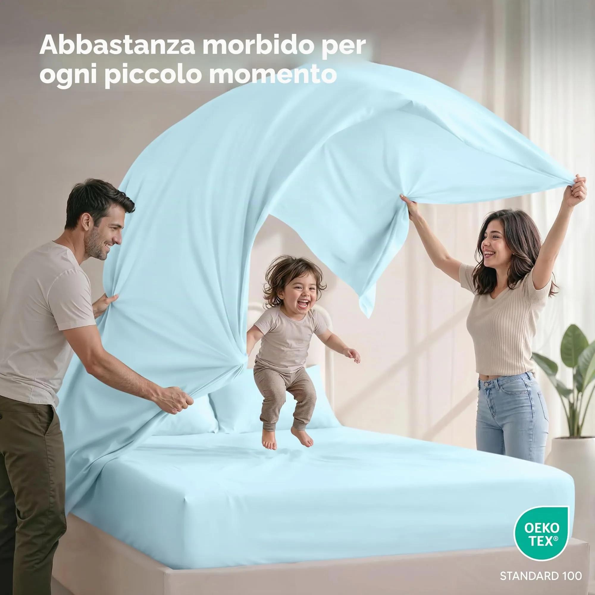 Utopia Bedding Set di lenzuola in microfibra, 4 pezzi, King size, Blu Ghiaccio - immagine 5