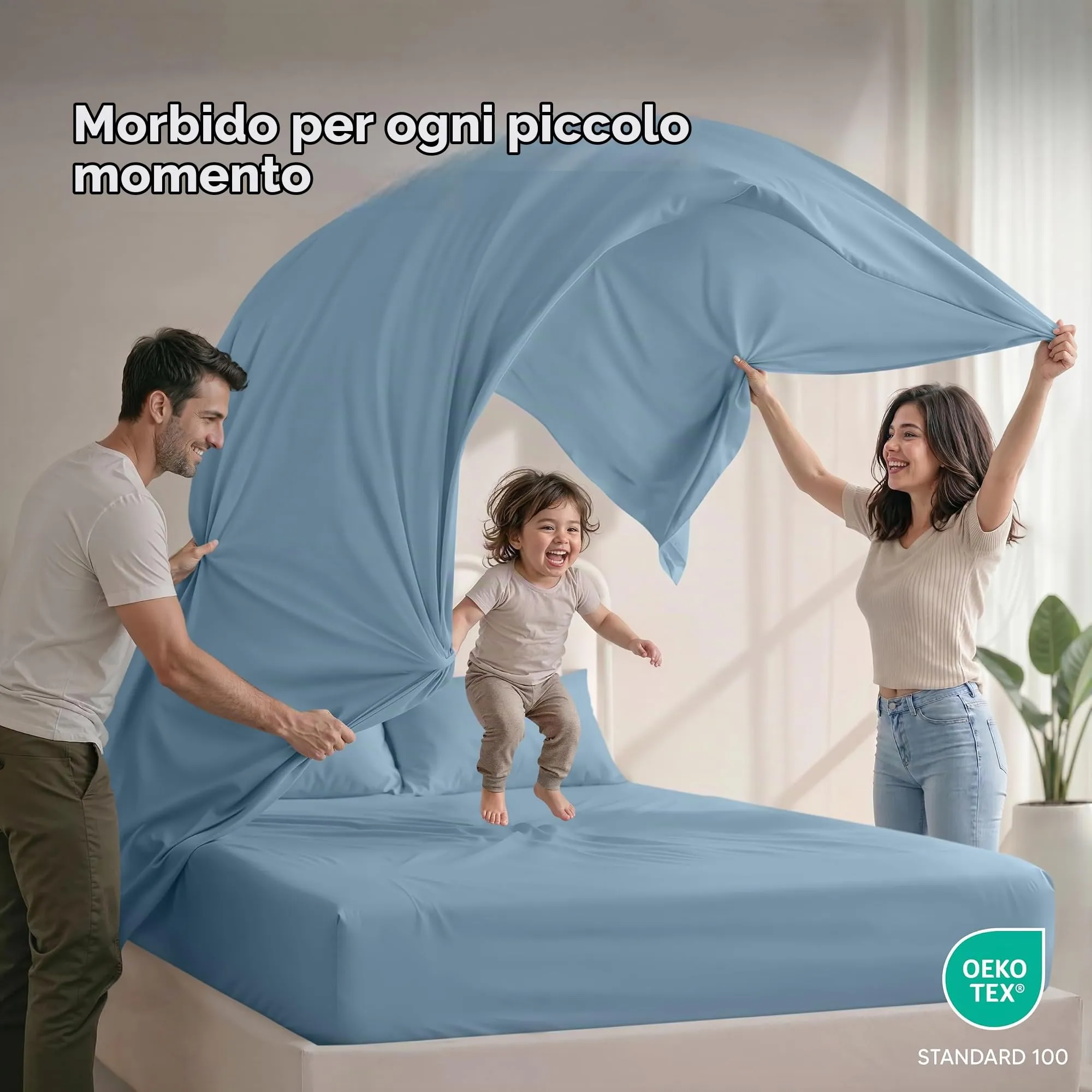 Utopia Bedding Set di lenzuola in microfibra 4 pezzi, King size, Blu Olandese - immagine 5