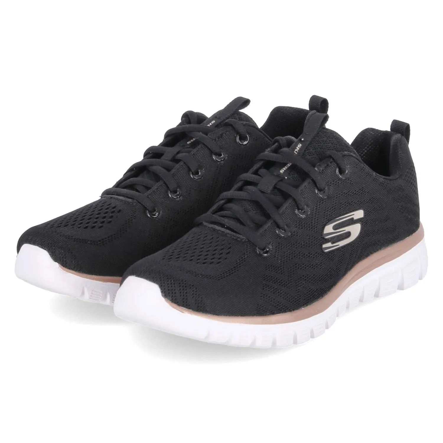Skechers Scarpe Sportive Donna, Nero Oro, 39.5 EU - immagine 1