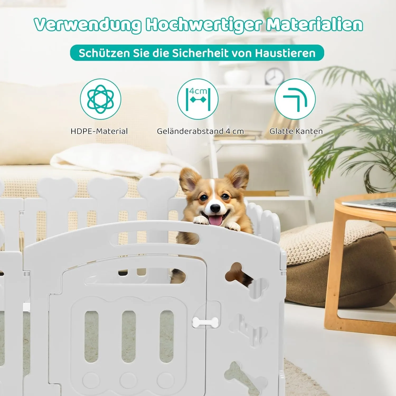 MAMIZO Recinto per Cani da Interno ed Esterno, 60cm, 5+1 Pannelli, Grigio - immagine 9
