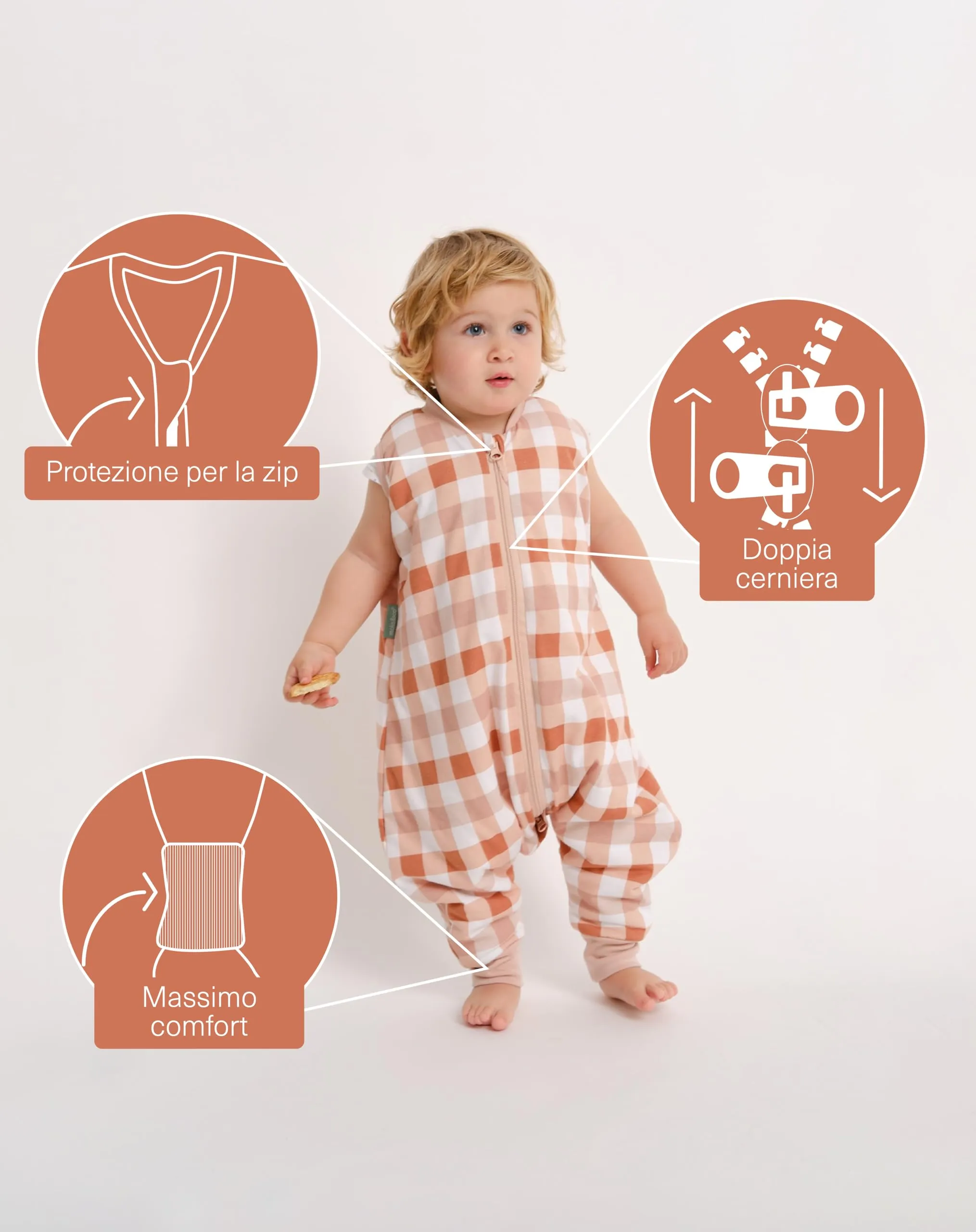 molis & co Sacco Nanna con piedini 1 TOG Cotone Oeko-TEX 100 Canyon Check 2 anni - immagine 2