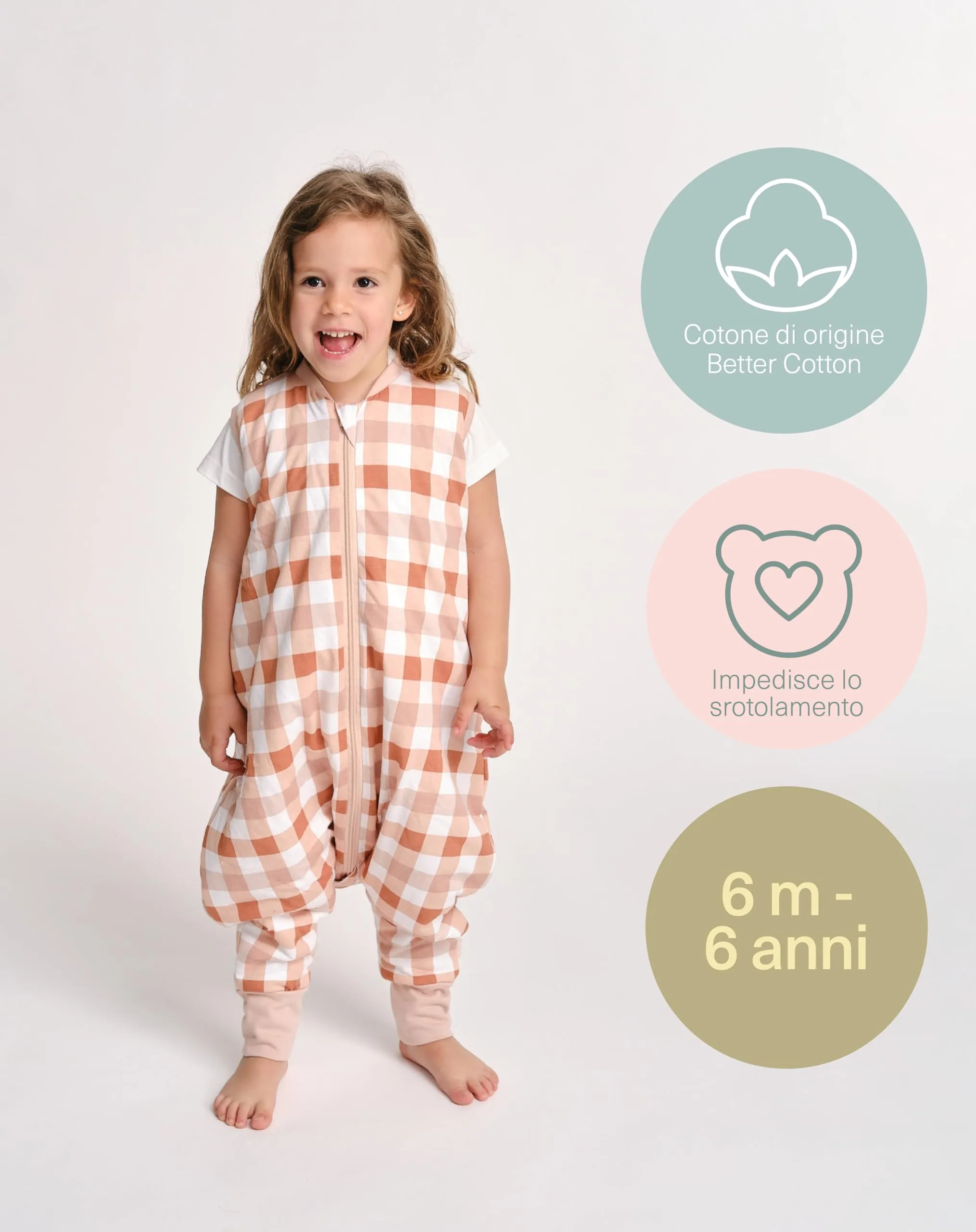 molis & co Sacco Nanna con piedini 1 TOG Cotone Oeko-TEX 100 Canyon Check 2 anni - immagine 5