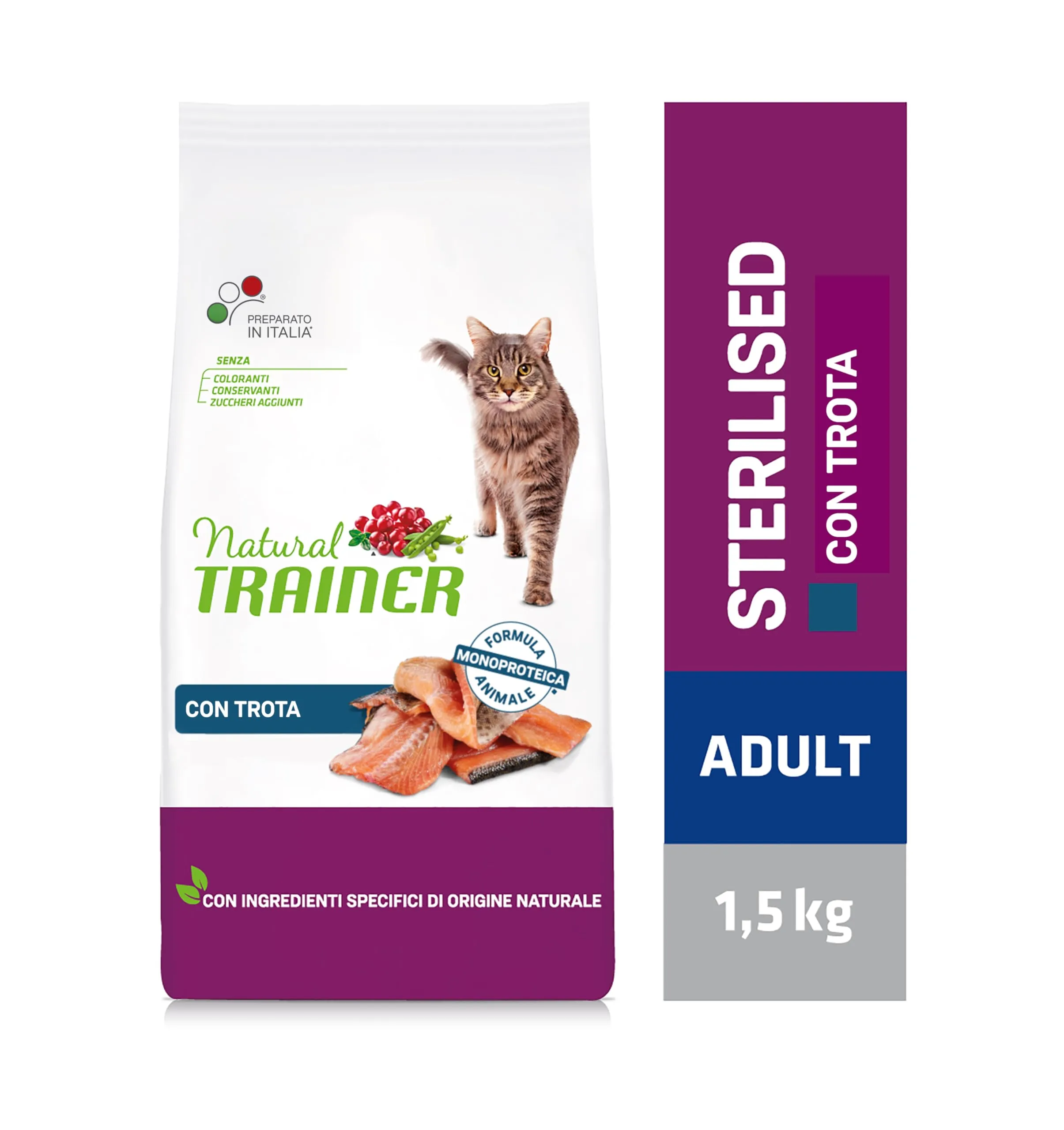 Trainer Cibo per Gatti Sterilizzati Monoproteico alla Trota, 1,5kg - immagine 2