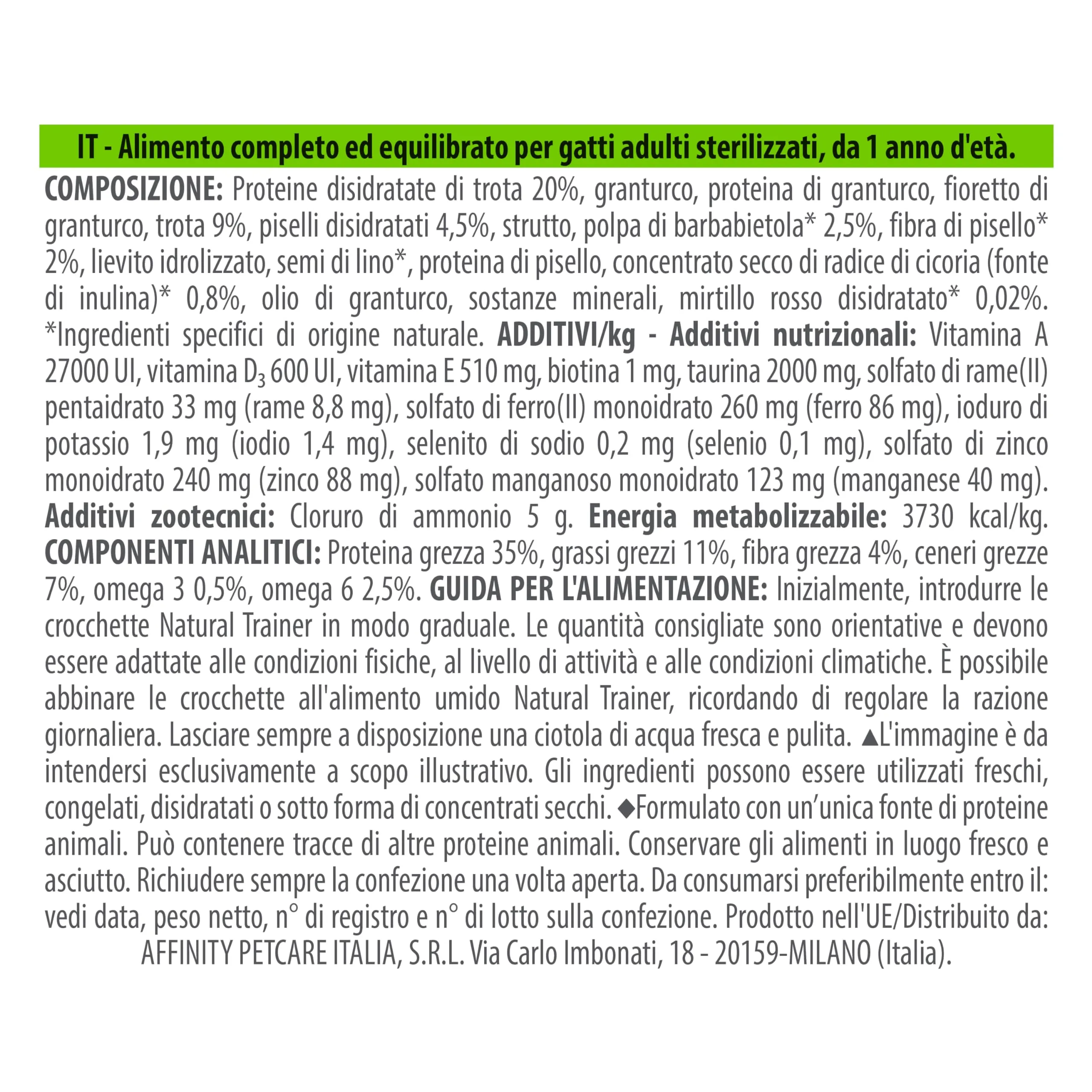 Trainer Cibo per Gatti Sterilizzati Monoproteico alla Trota, 1,5kg - immagine 4