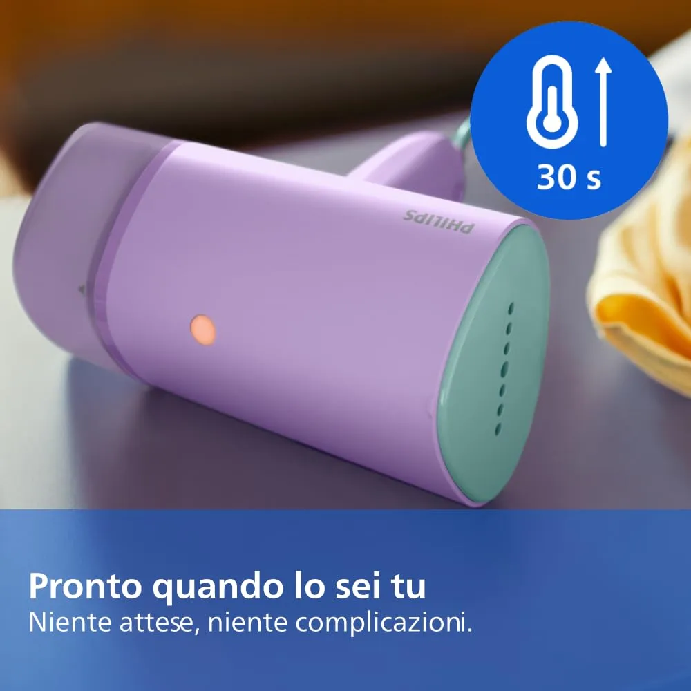 Philips 3000 Ferro da Stiro Verticale a Vapore Pieghevole STH3010/30, 20 g/min, 1000W, Viola - immagine 5