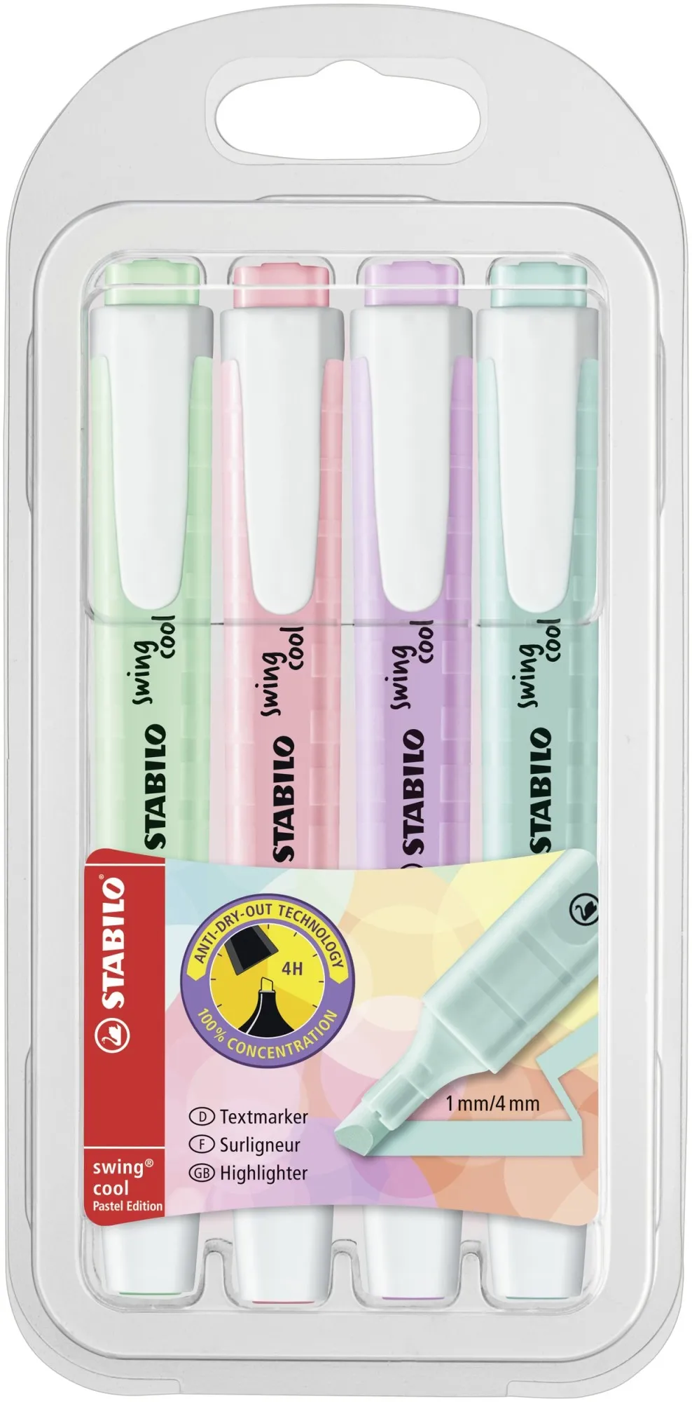 Stabilo swing cool Pastel Evidenziatore, Confezione da 4 - immagine 1