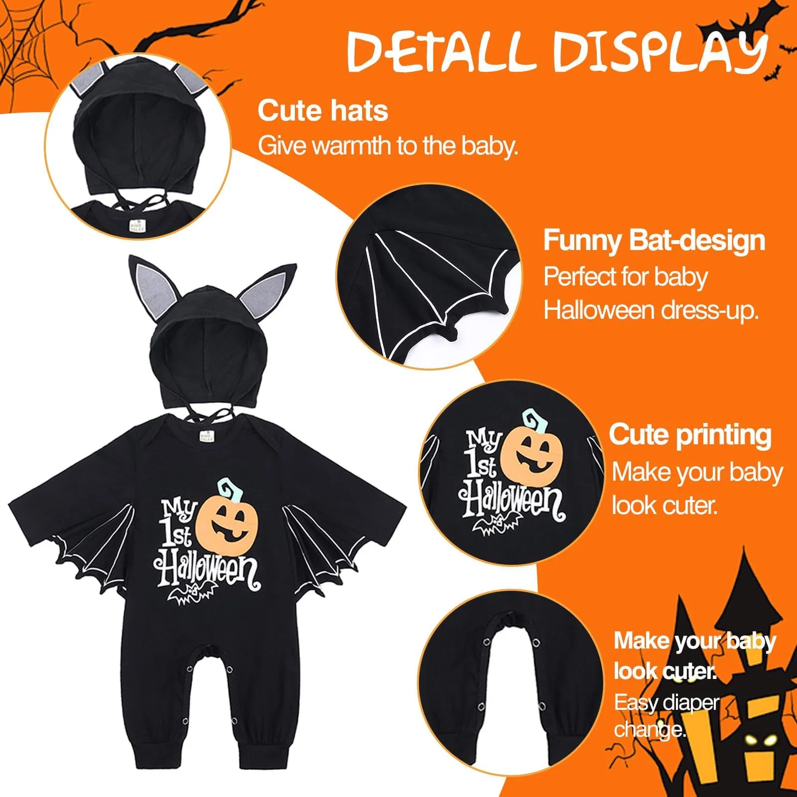 FUTERLY Costume Pipistrello Neonato 9-12 Mesi - immagine 4