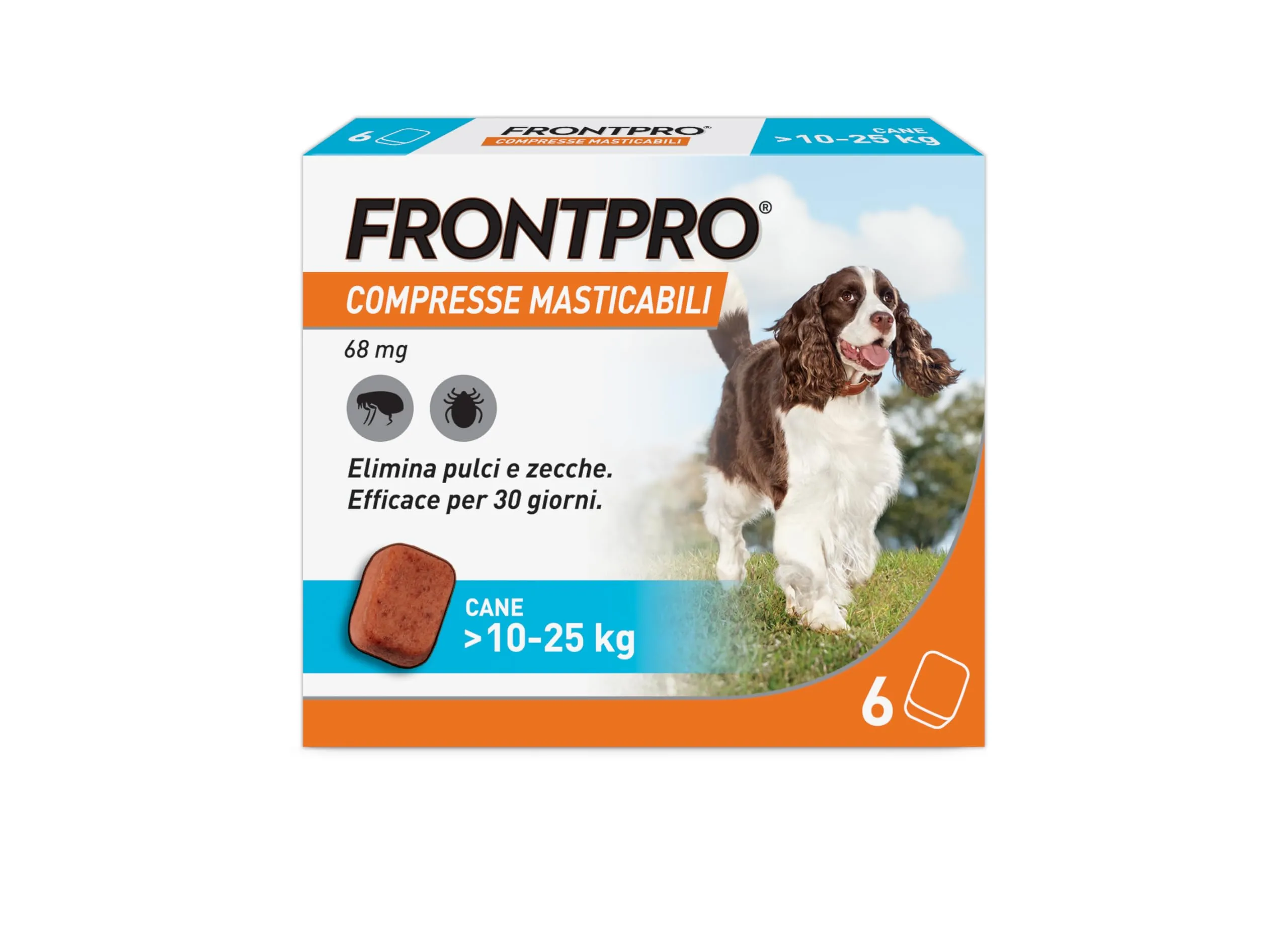 FRONTPRO Compresse Masticabili Contro Pulci e Zecche per Cani 10-25kg, 6 Compresse - immagine 1