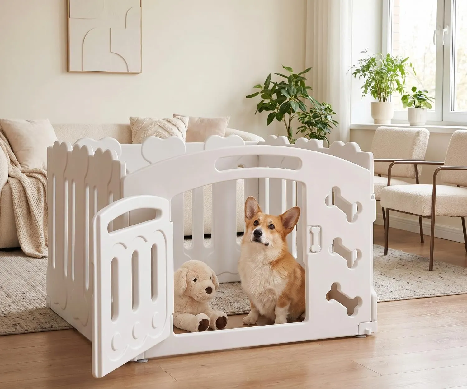 MAMIZO Recinto per Cani da Interno ed Esterno, 78 x 78 x 60 cm, Box con 3+1 Pannelli - immagine 5