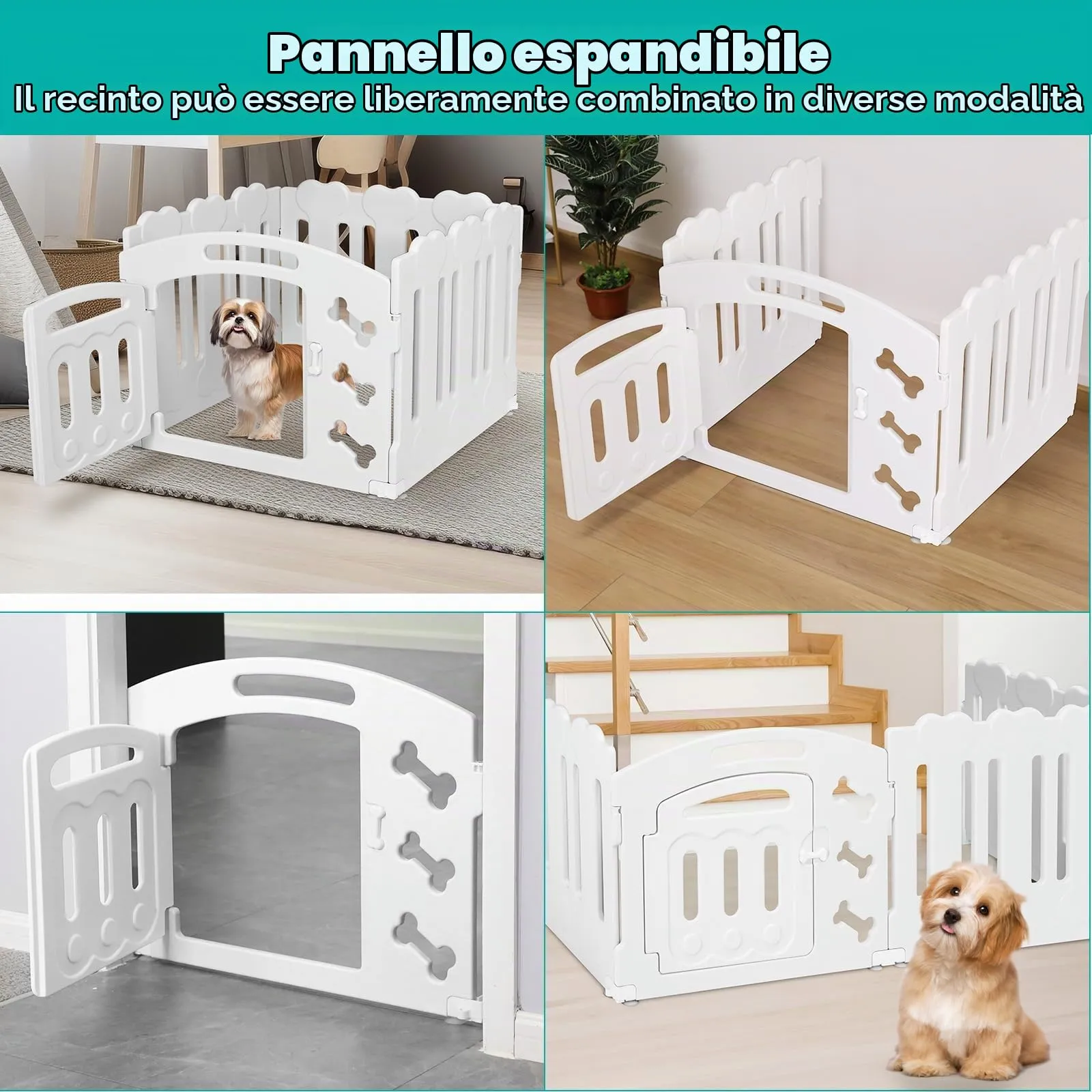 MAMIZO Recinto per Cani da Interno ed Esterno, 78 x 78 x 60 cm, Box con 3+1 Pannelli - immagine 6