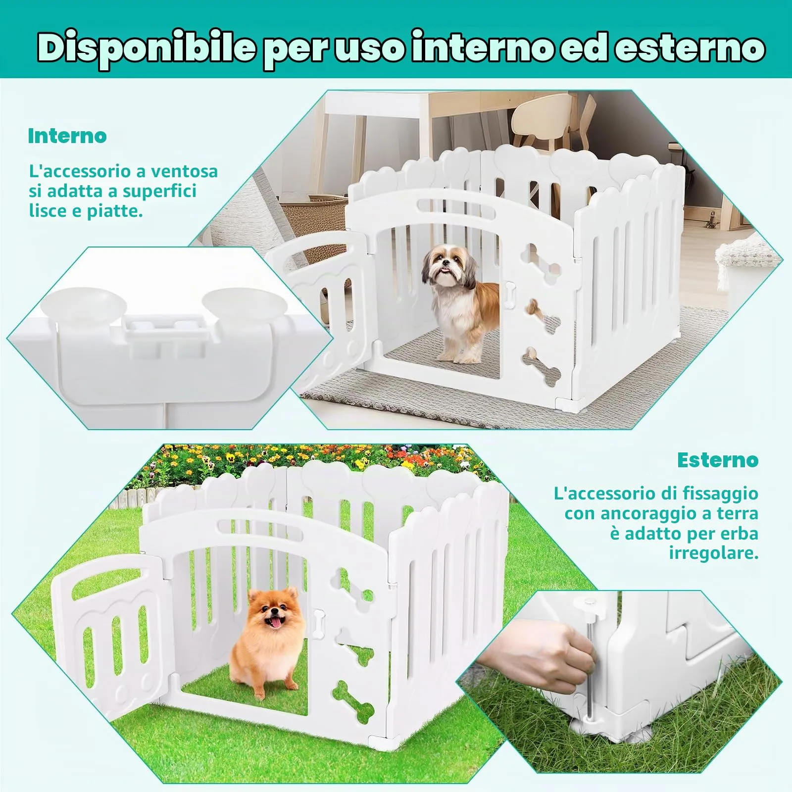 MAMIZO Recinto per Cani da Interno ed Esterno, 78 x 78 x 60 cm, Box con 3+1 Pannelli - immagine 8