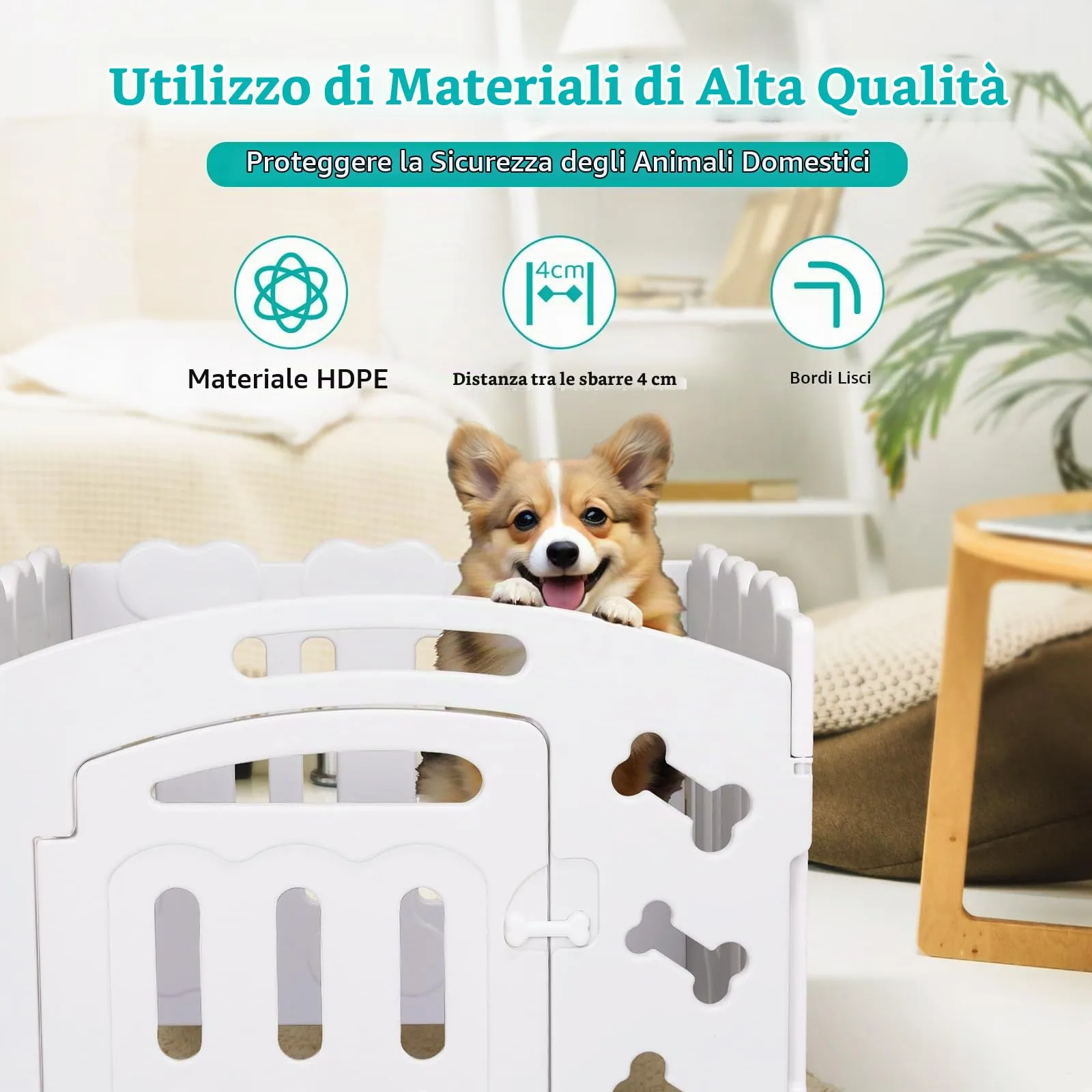 MAMIZO Recinto per Cani da Interno ed Esterno, 78 x 78 x 60 cm, Box con 3+1 Pannelli - immagine 9