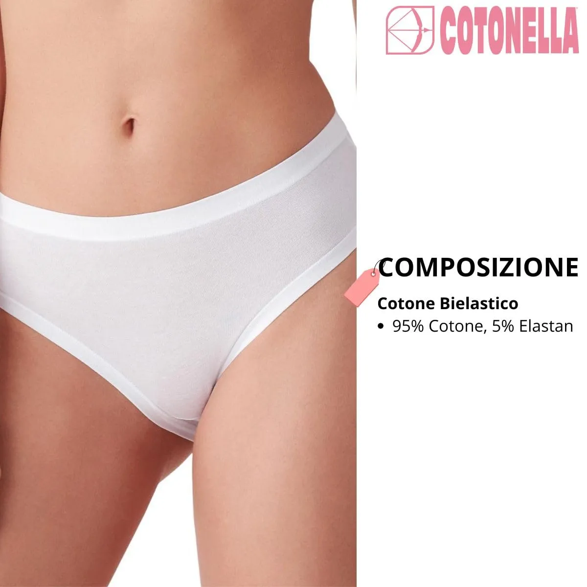Cotonella Slip Donna Midi Cotone Bielastico, Confezione da 3 Pezzi, Taglia XL - immagine 3