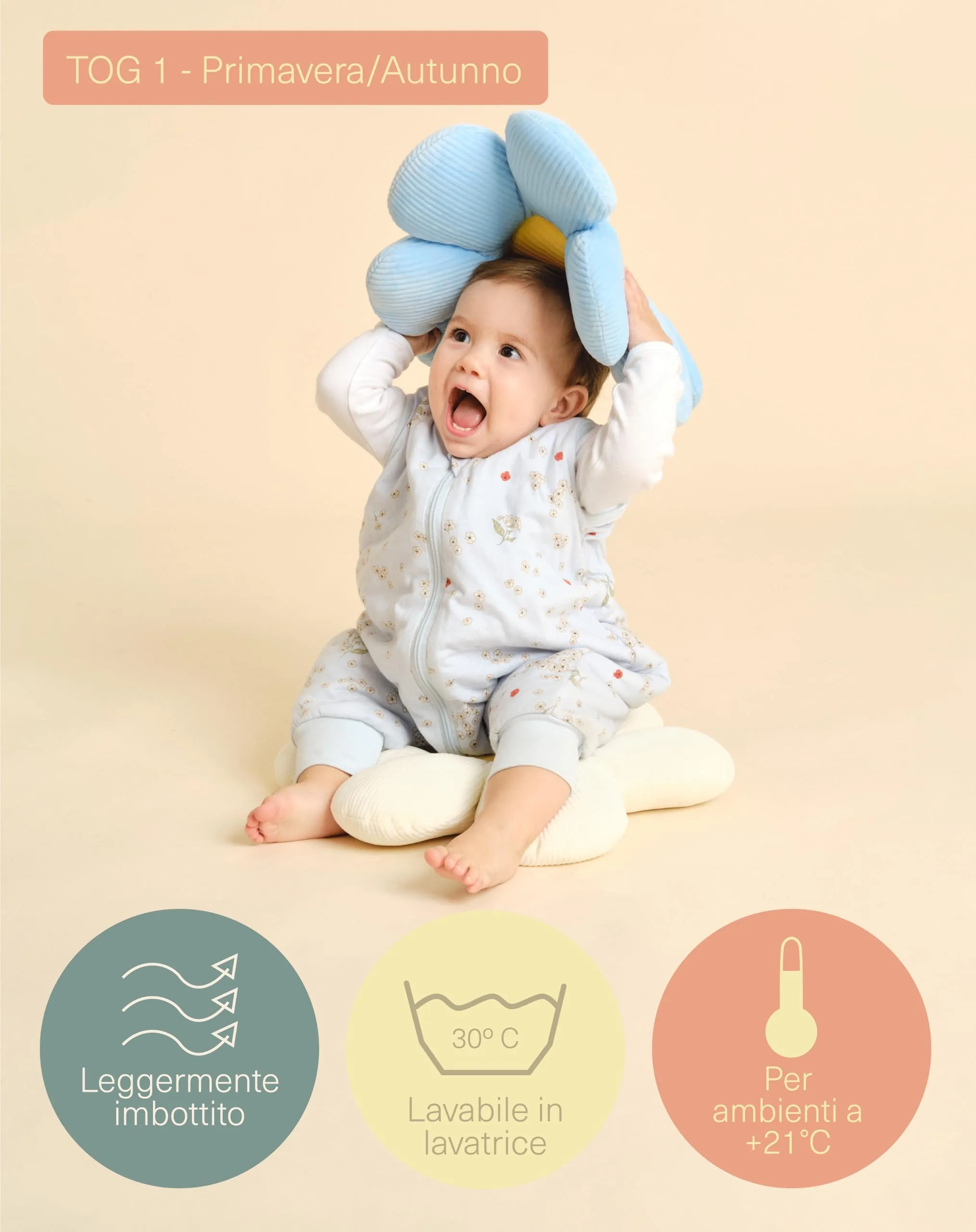 molis & co Sacco Nanna con piedini 1 tog, 100% Cotone Oeko-TEX 100, Poppy, 2 anni - immagine 5