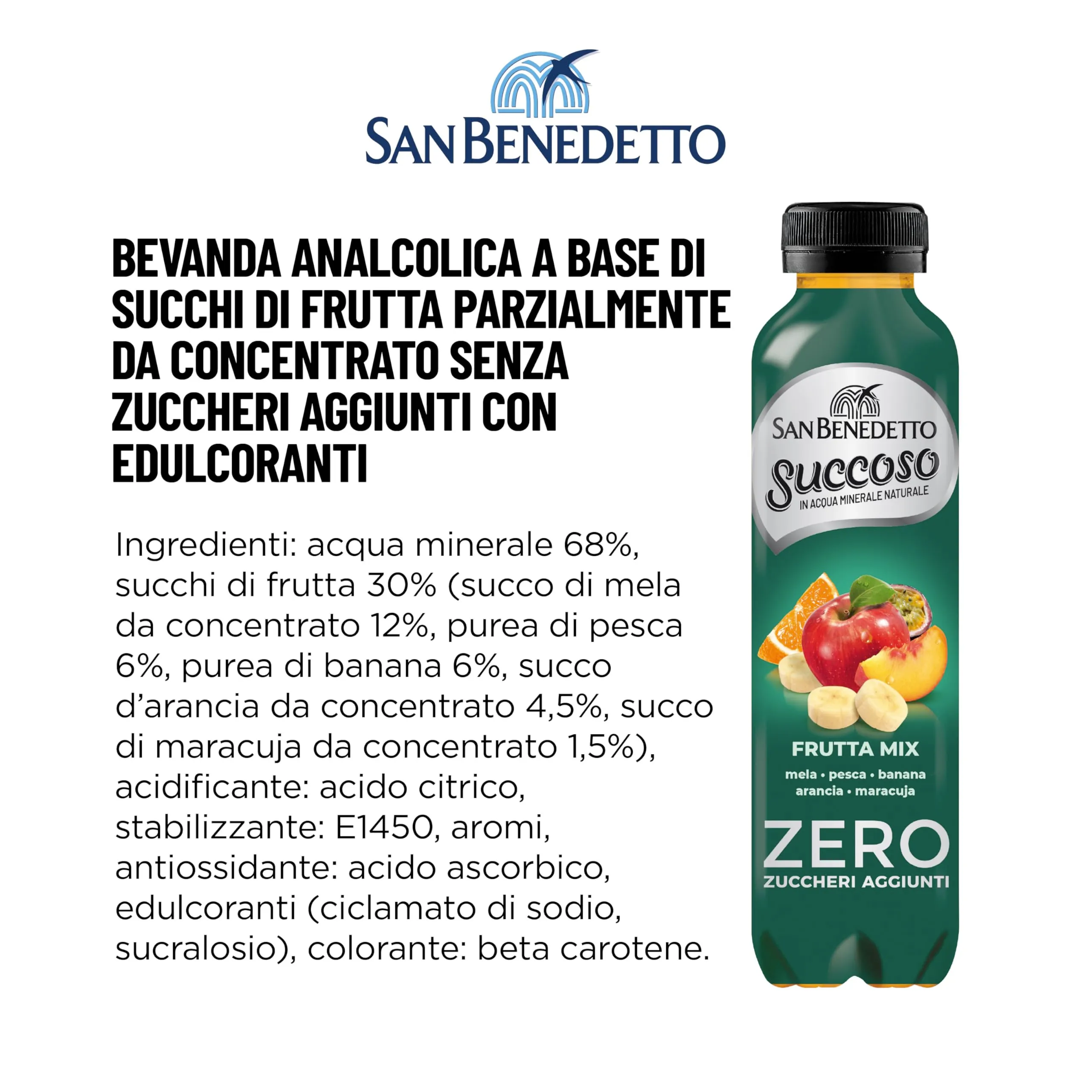 San Benedetto Succoso Zero Gusto Fruttamix, 12x400 ml - immagine 4