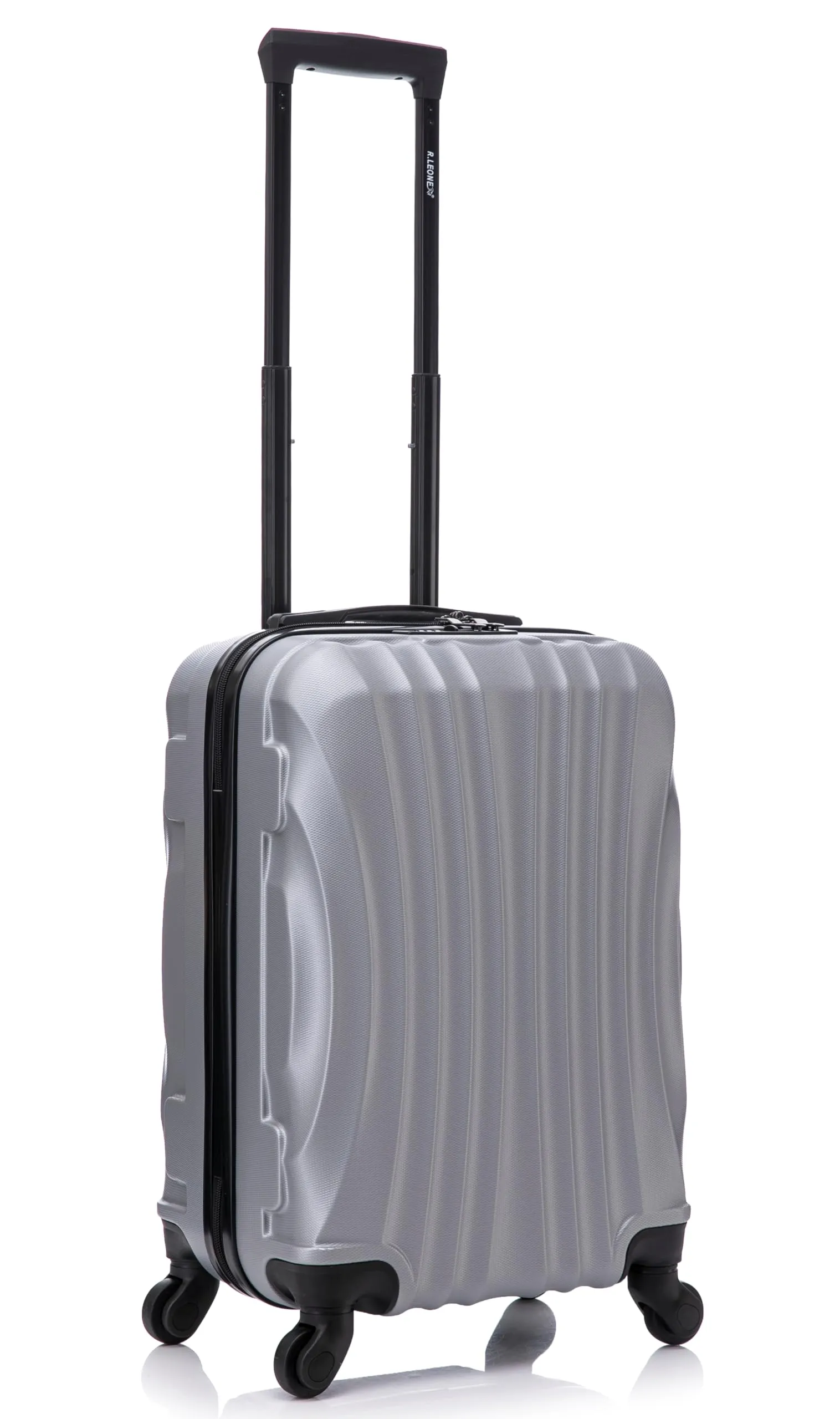 R.Leone Trolley Bagaglio a mano 55x35x25 cm 4 Ruote in ABS 20373FR Argento - immagine 1