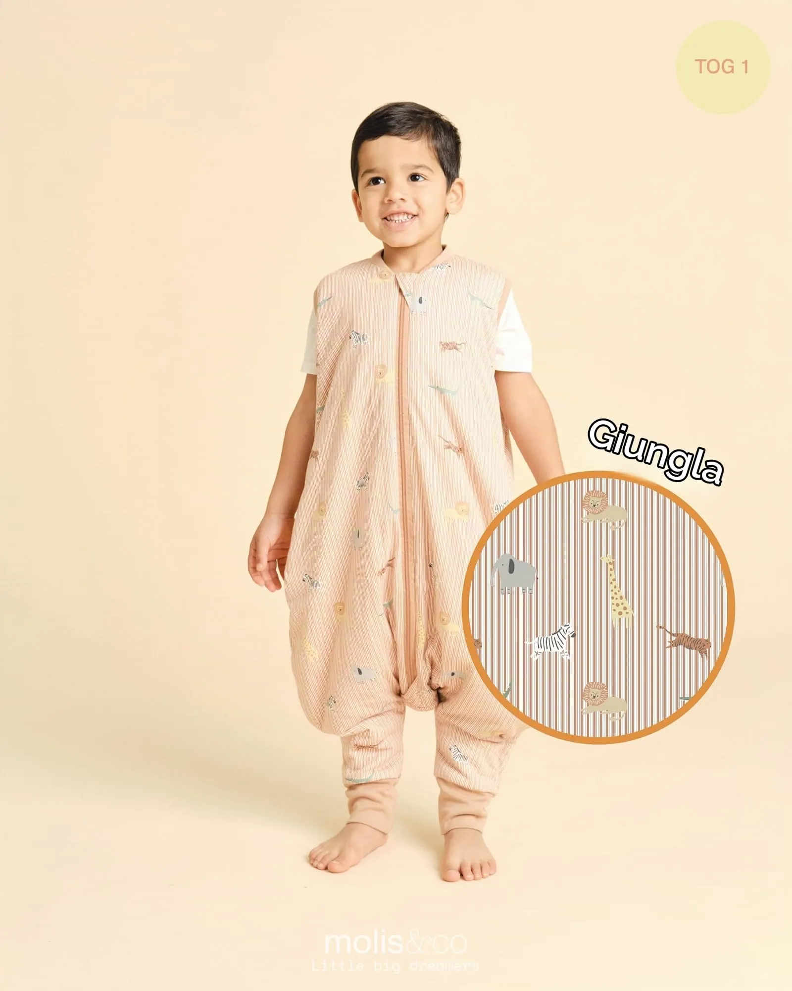 molis & co Sacco Nanna con piedini 1 TOG Cotone Oeko-TEX 100 Jungle 6 anni - immagine 4