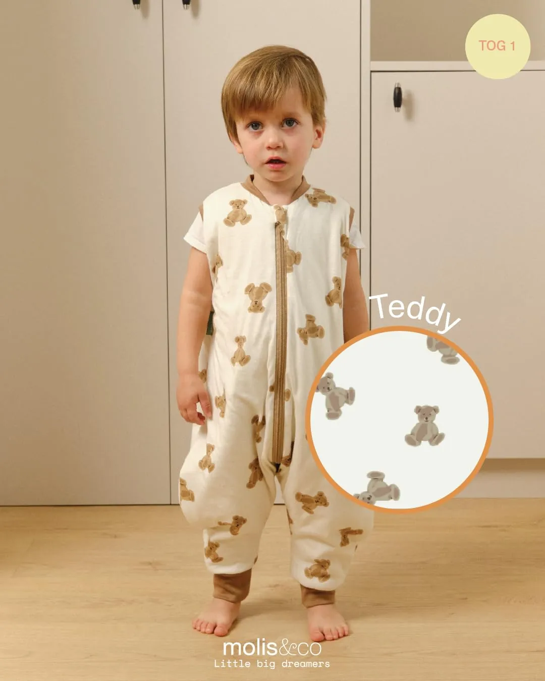 molis&co. Sacco Nanna con piedini, 1 TOG, 100% Cotone Oeko-TEX 100, Teddy, 3 anni - immagine 4