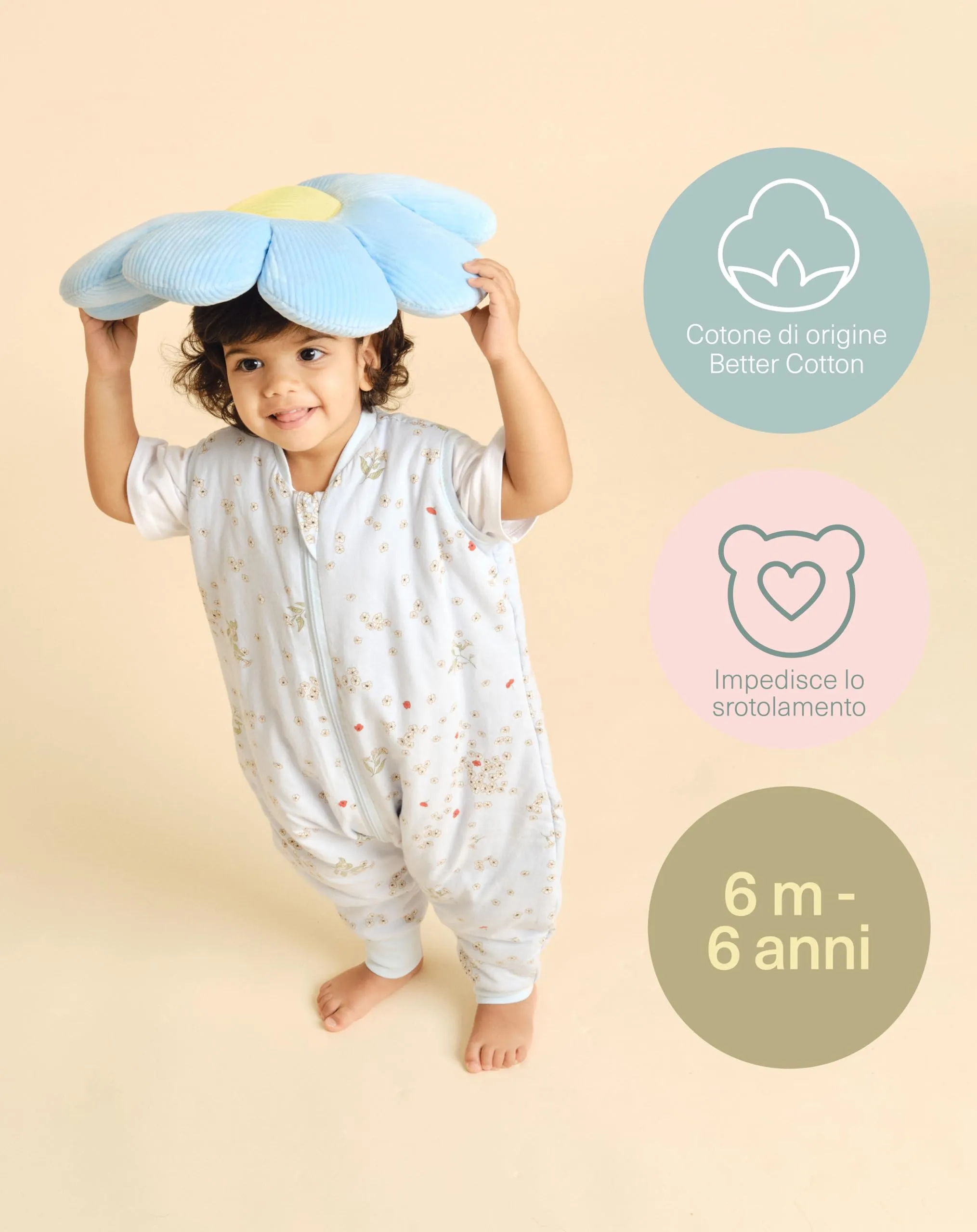 molis & co Sacco Nanna con piedini 1 TOG, 100% Cotone Oeko-TEX 100 - Poppy, 1 anno - immagine 4