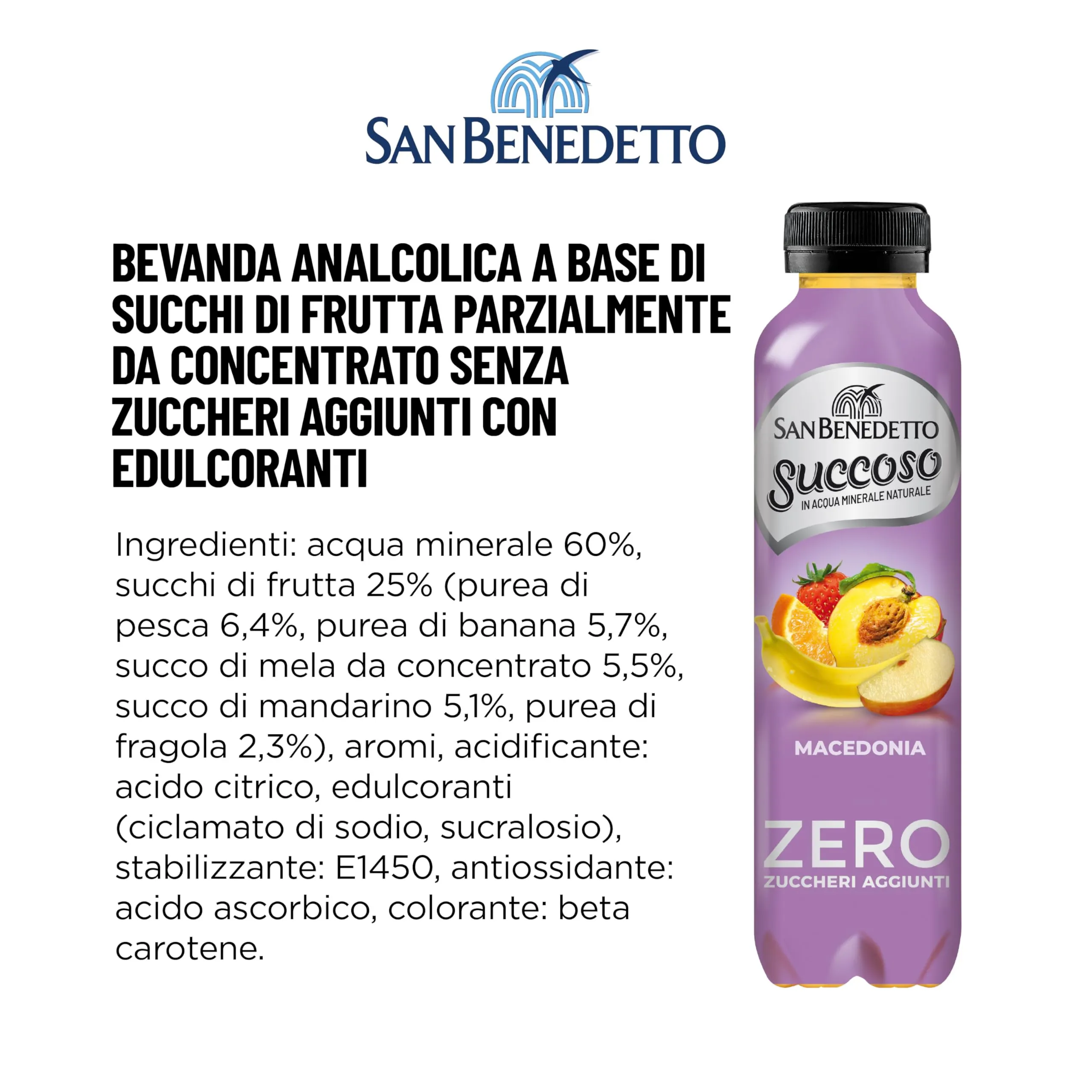 San Benedetto Succoso Zero alla Macedonia 12x400ml - immagine 4