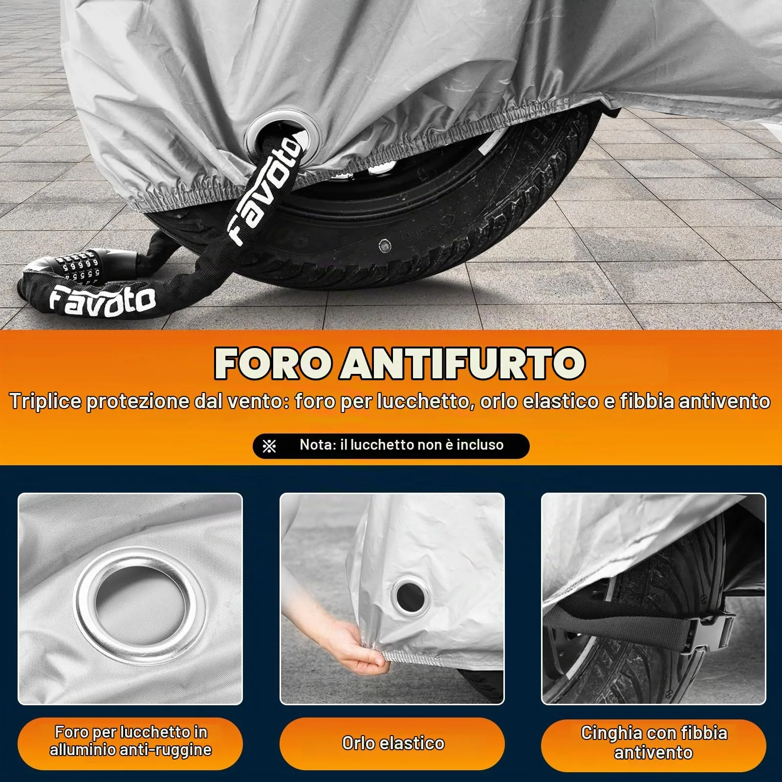 Favoto Telo Coprimoto Impermeabile Antipolvere XXXL (265x105x125cm) - immagine 5