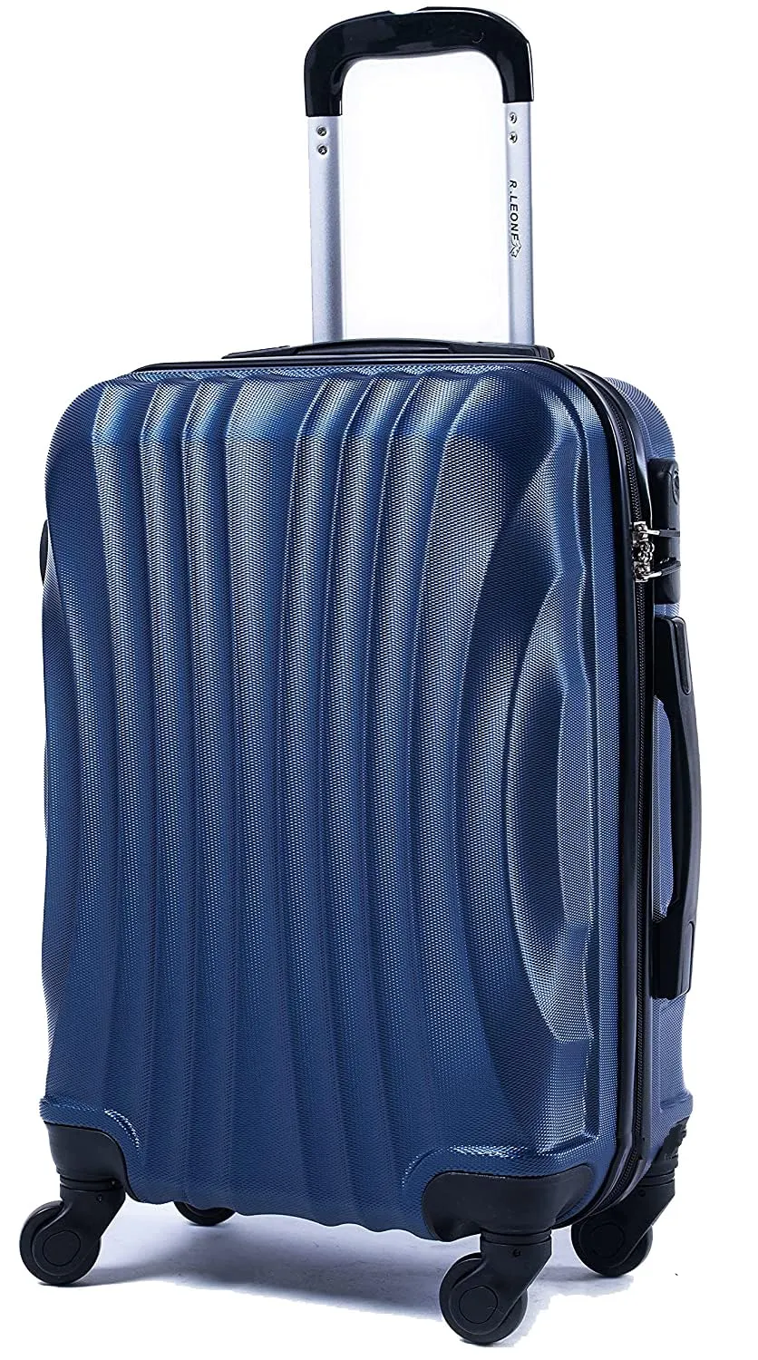 R.Leone EasyJet Valigia Trolley Bagaglio a mano in ABS 4 Ruote Rimovibili 20374 (Blu, 50x35x20 cm) - immagine 1