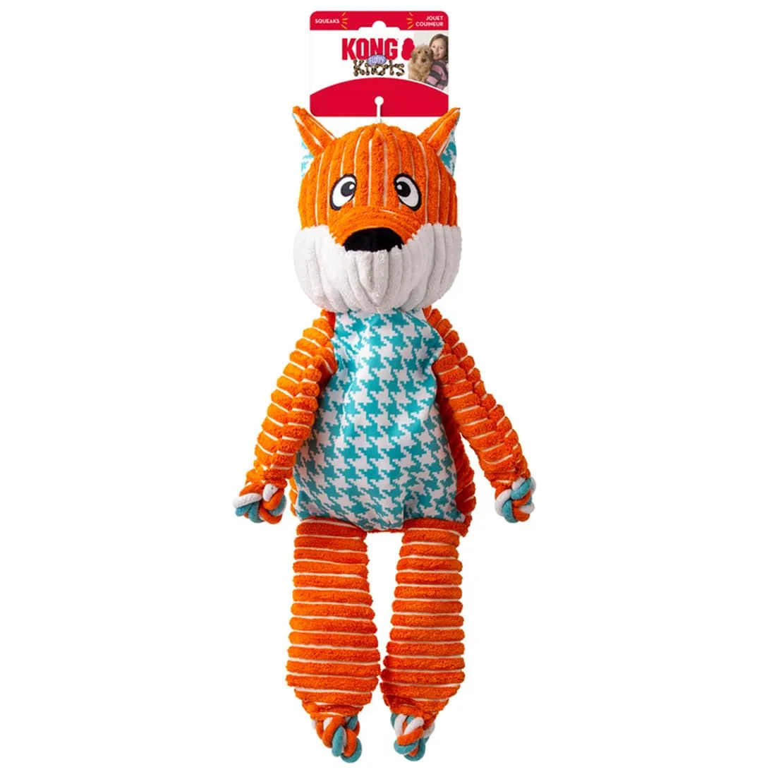 KONG Floppy Knots Giocattolo per cani in peluche e corda (Volpe, Extra Large) - immagine 1