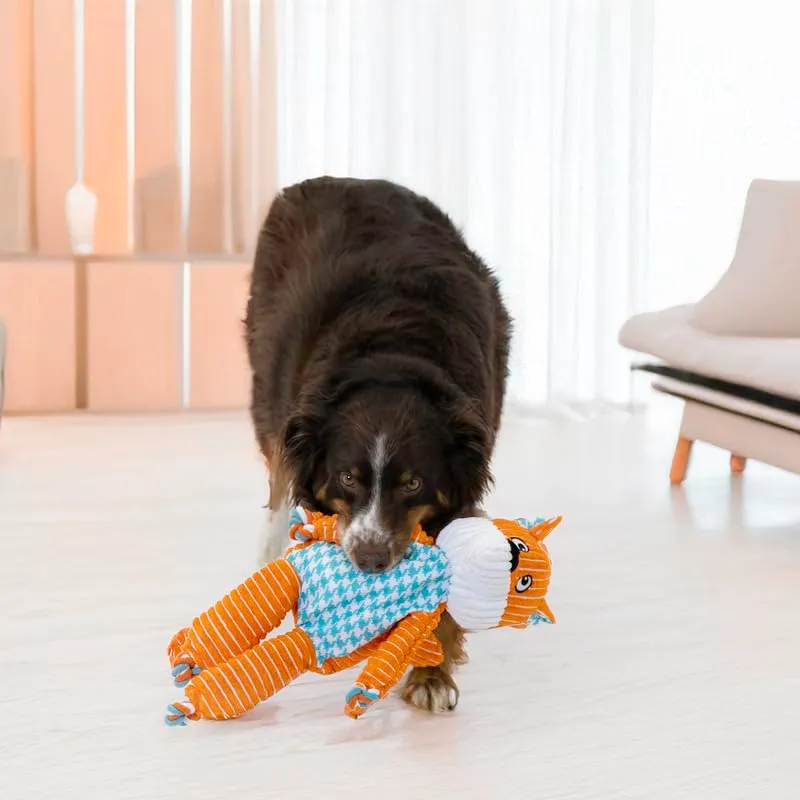 KONG Floppy Knots Giocattolo per cani in peluche e corda (Volpe, Extra Large) - immagine 2