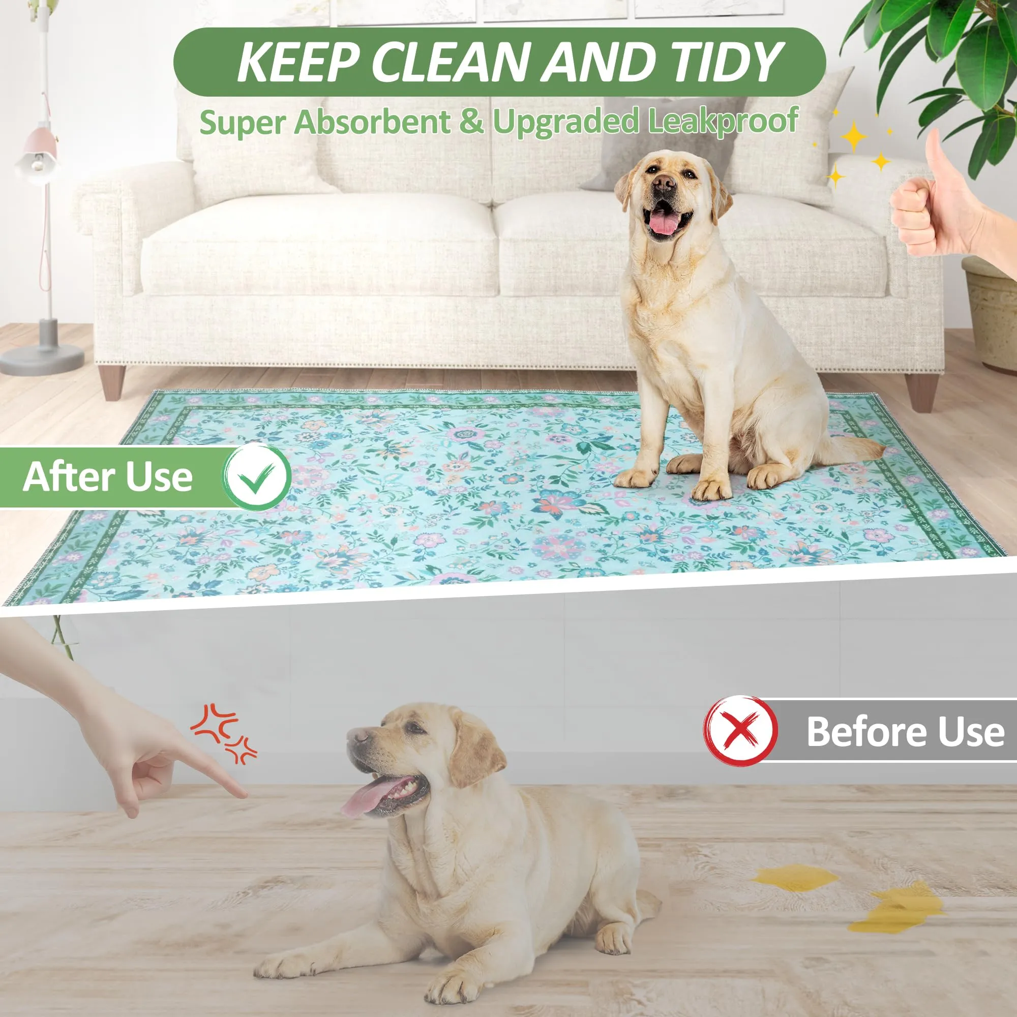 BaoDan Traversine Lavabili per Cani, Assorbenti, 122x122cm, 2 Pezzi - immagine 7