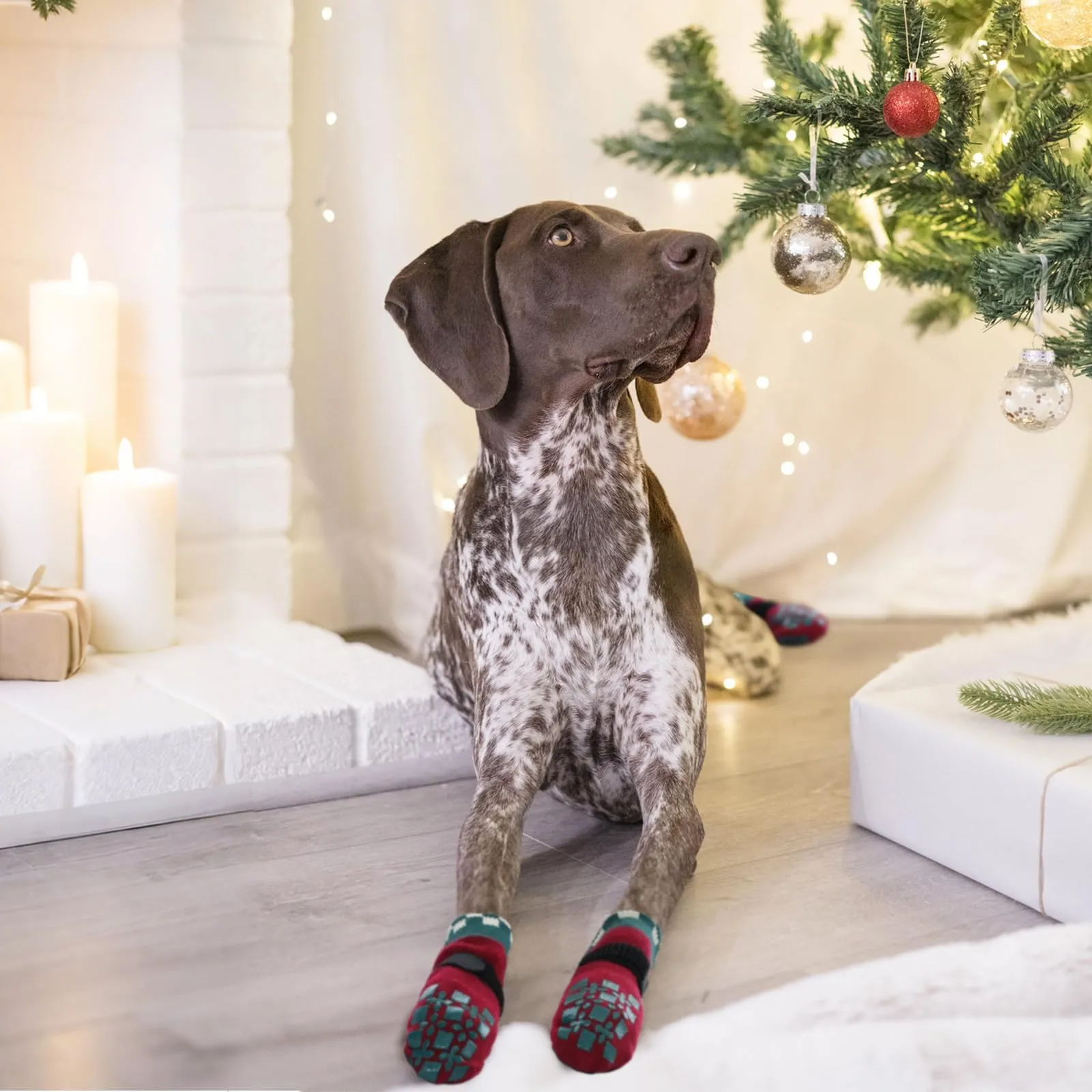 PUMYPOREITY Calzini per Cani Anti Leccamento e Antiscivolo, 2 Paia, Rosso, M - immagine 6