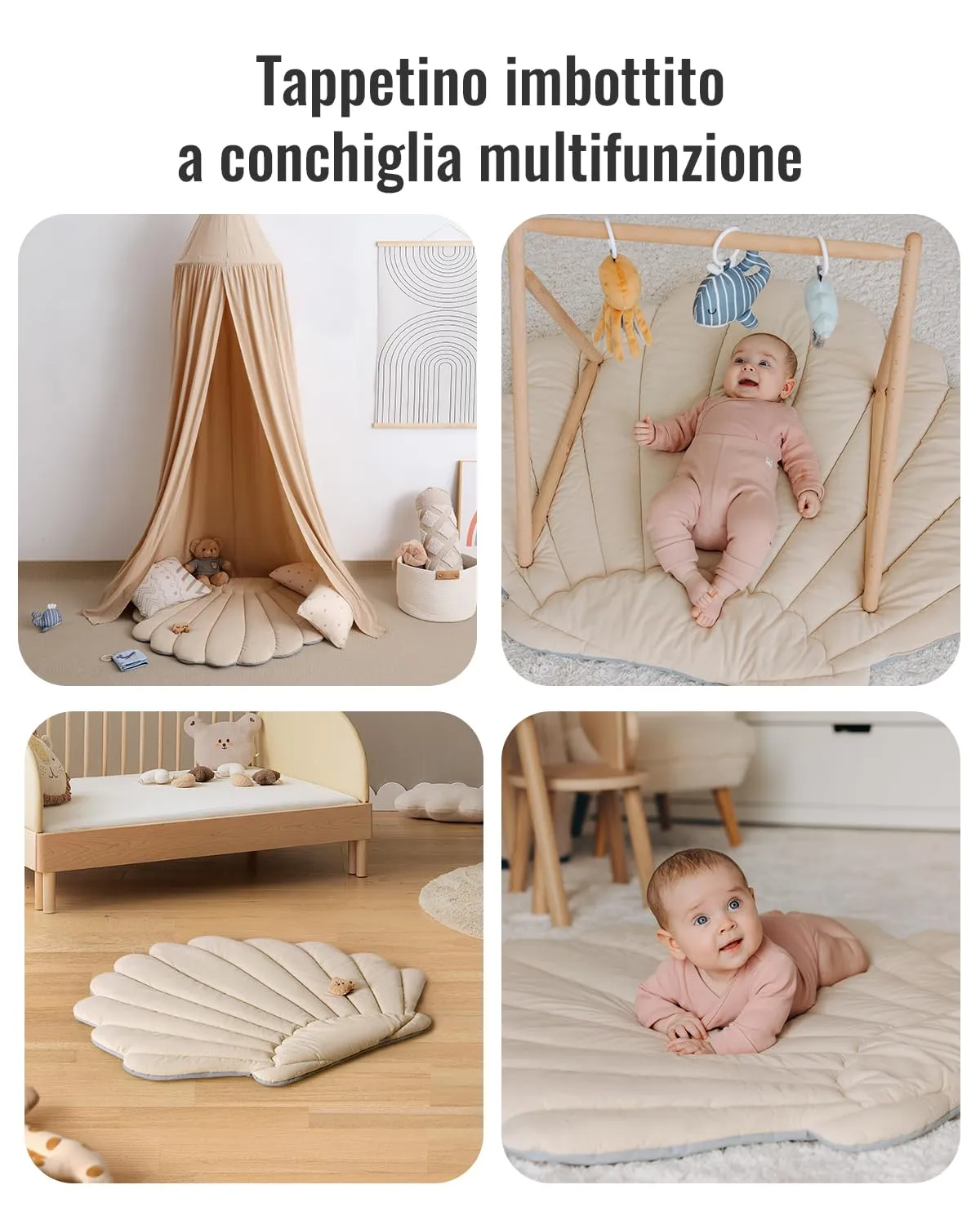 Blissful Diary Palestrina Neonato Montessori con Arco Rimovibile e 6 Giochi, Tema Boho Oceano - immagine 6